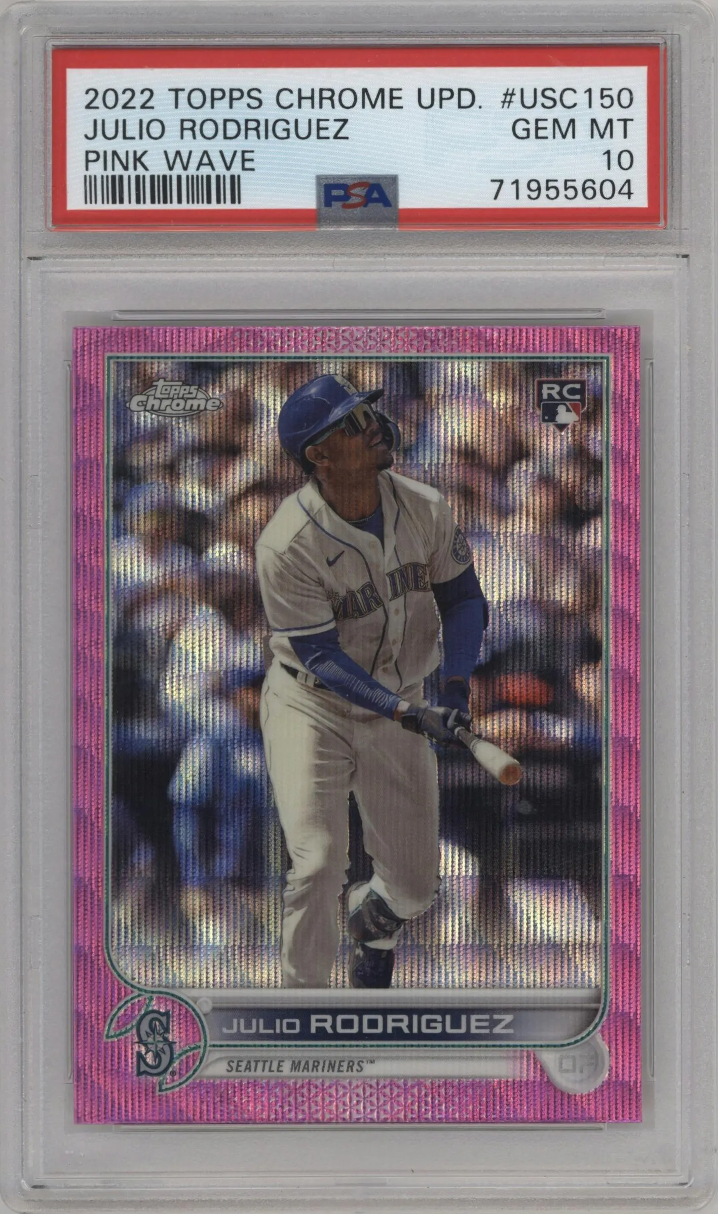 2022 Topps Chrome Update Julio Rodriguez Pink Wave Refractor #USC150 PSA 10