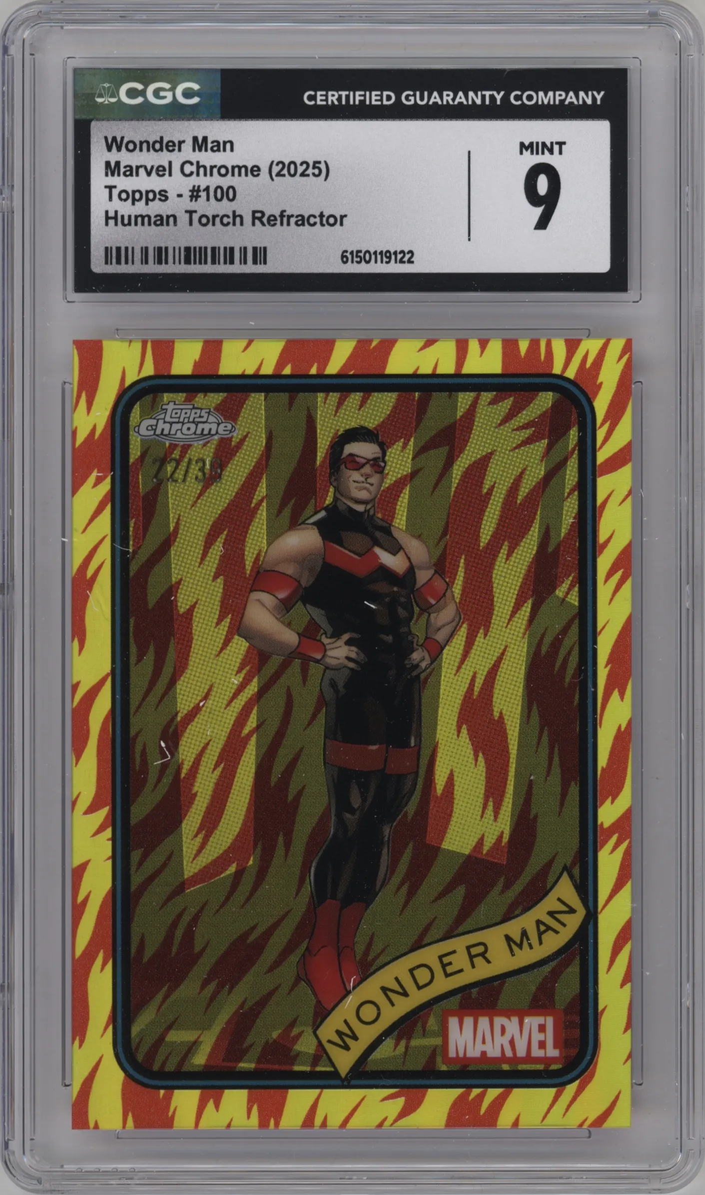 2025 Topps Chrome Marvel Wonder Man Human Torch Refractor CGC 9