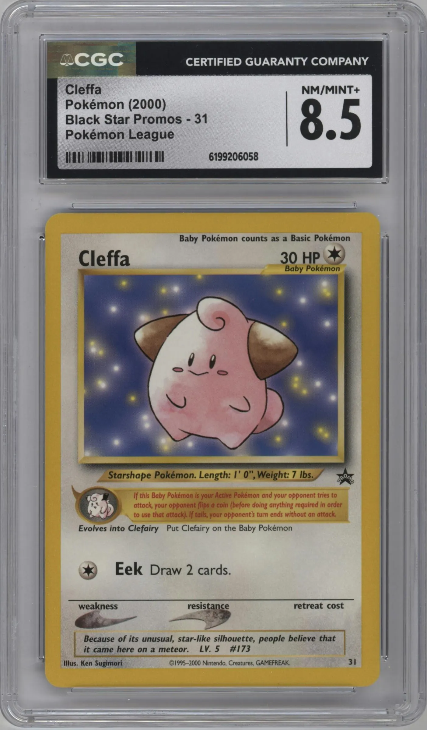 2000 Pokemon WoTC Cleffa League #31 CGC 8.5