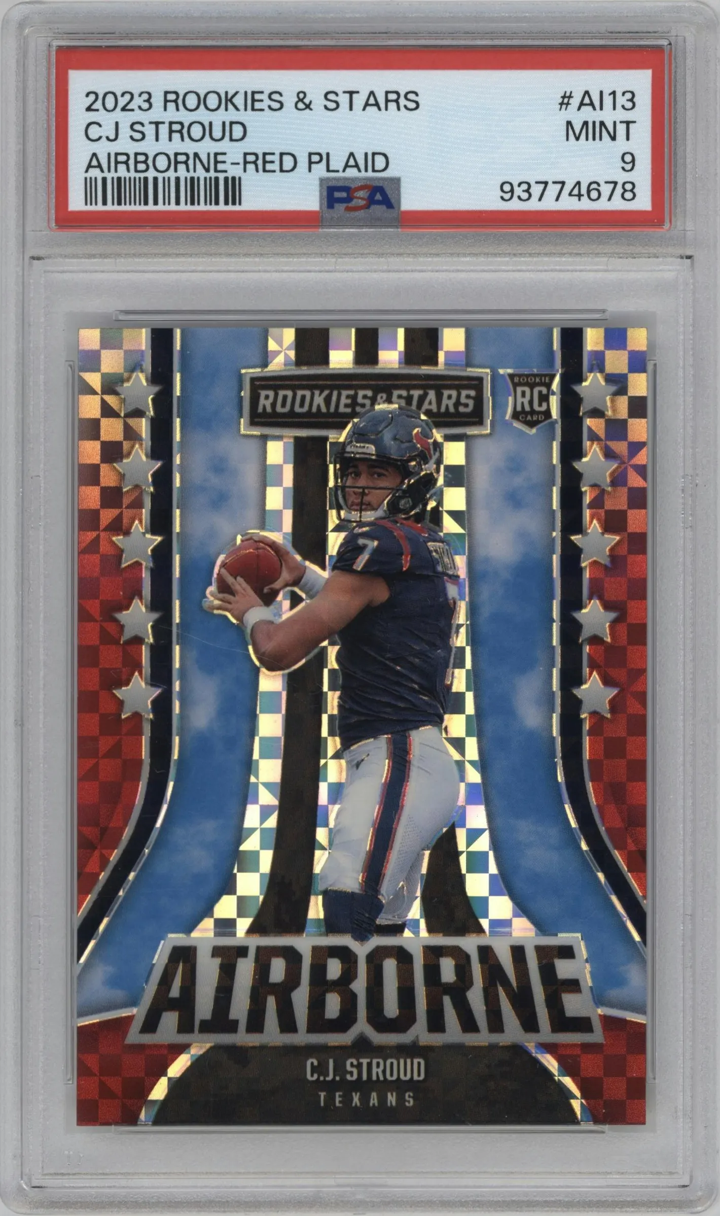 2023 Panini Rookies & Stars Airborne C.J. Stroud Red Plaid #AI-13 PSA 9