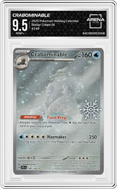 2025 Pokemon Holiday Calendar Stellar Crown Crabominable #149 ARENA CLUB 9.5