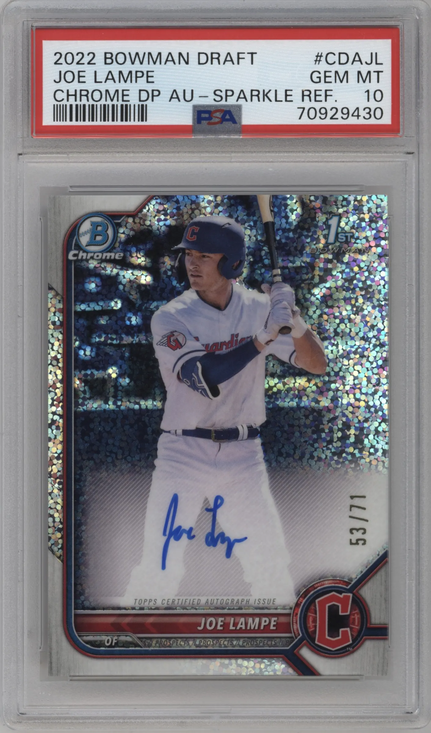 2022 Bowman Draft Chr.DP Auto Joe Lampe Sparkle Refractor #CDA-JL PSA 10