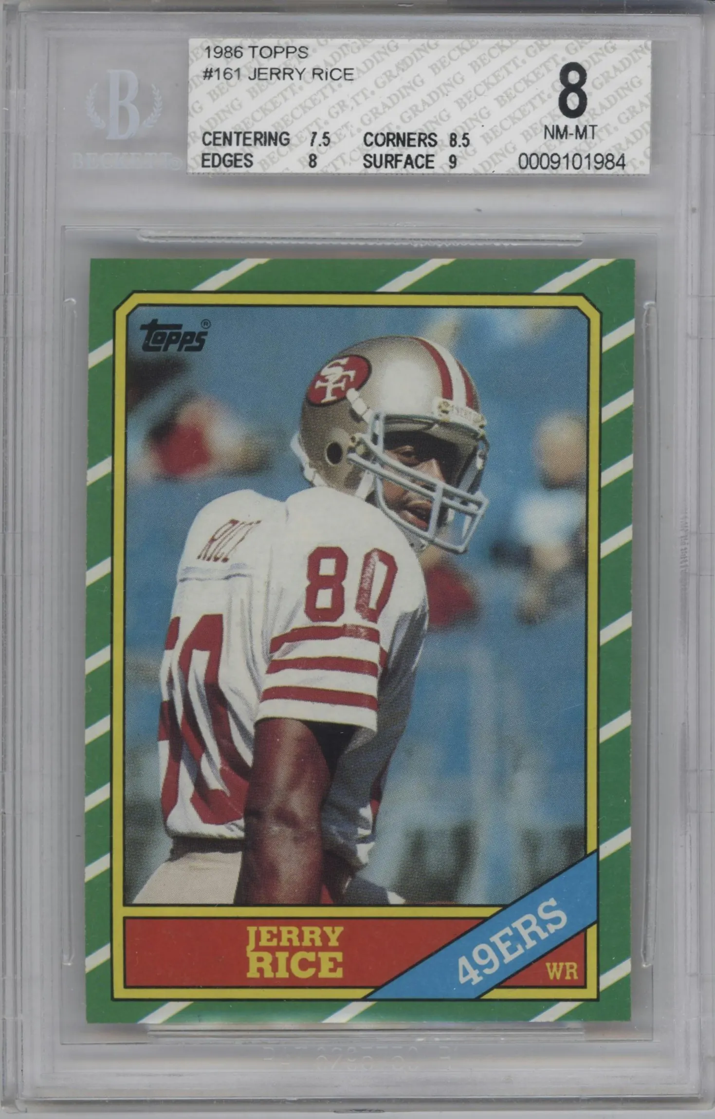 1986 Topps Jerry Rice #161 BGS 8