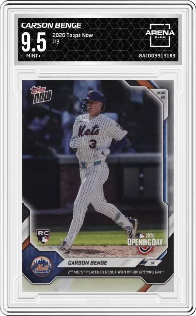 2026 Topps Now Carson Benge #3 ARENA CLUB 9.5