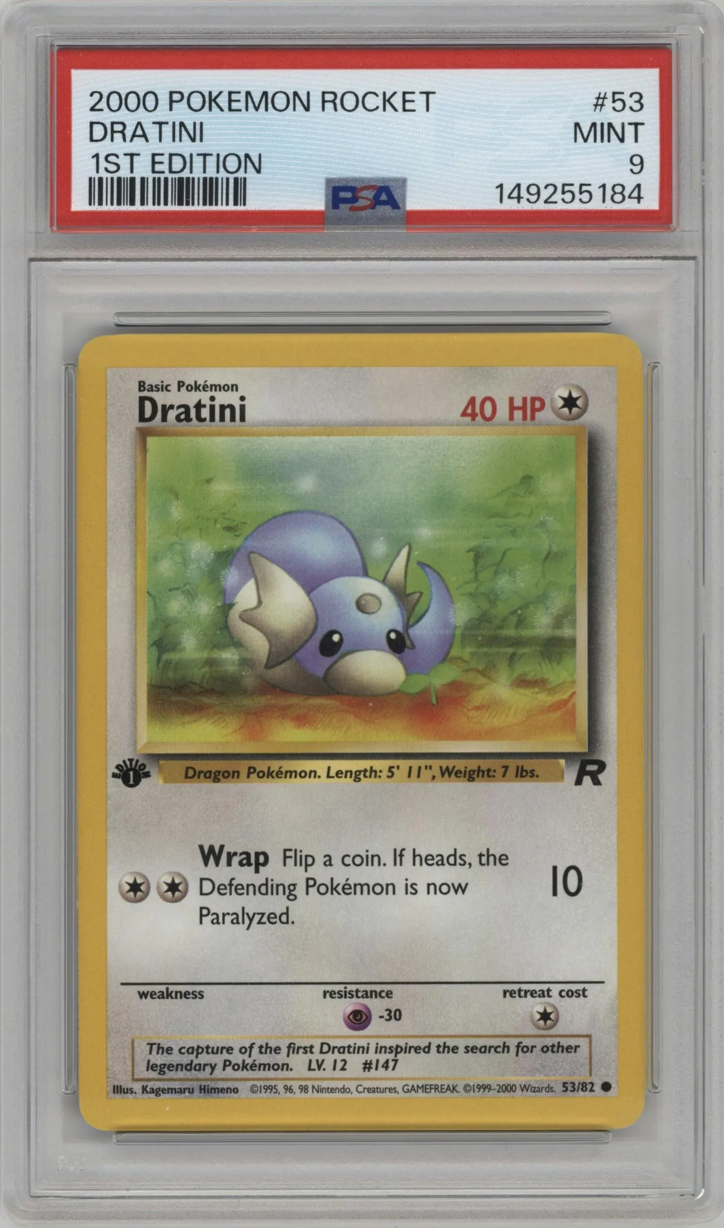 2000 Pokemon Team Rocket Dratini #53 PSA 9
