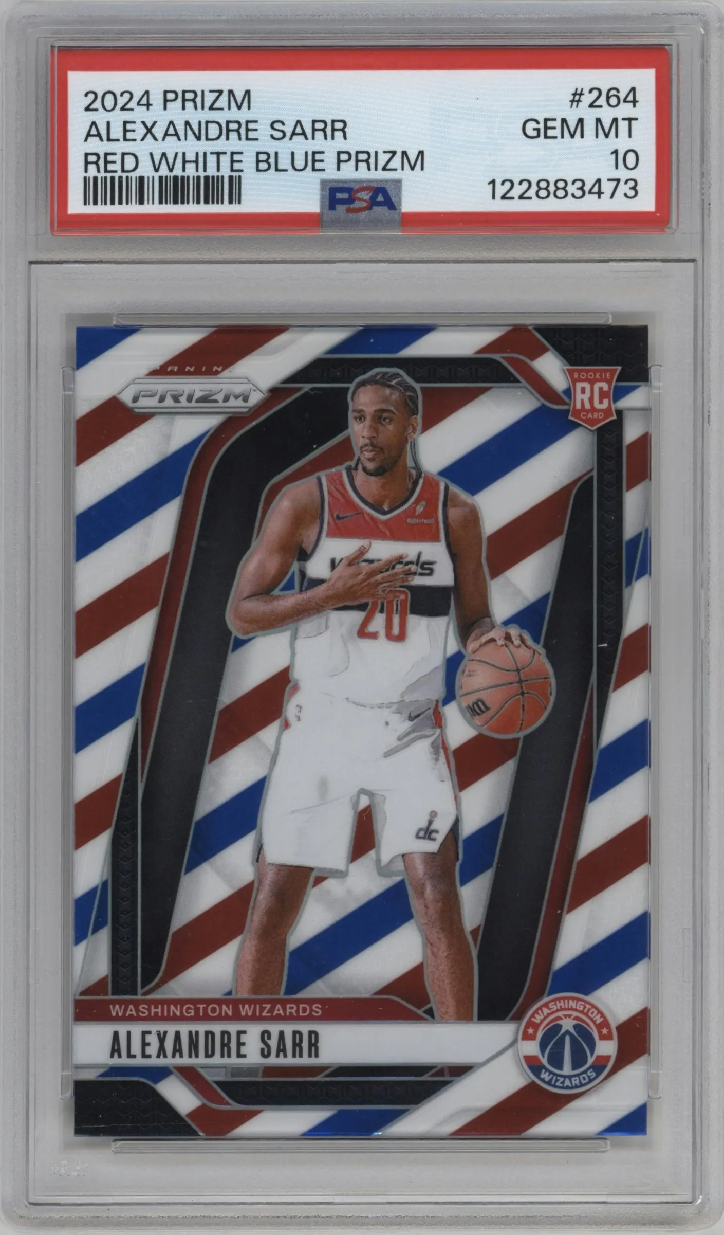 2024 Panini Prizm Alexandre Sarr Red/White/Blue #264 PSA 10
