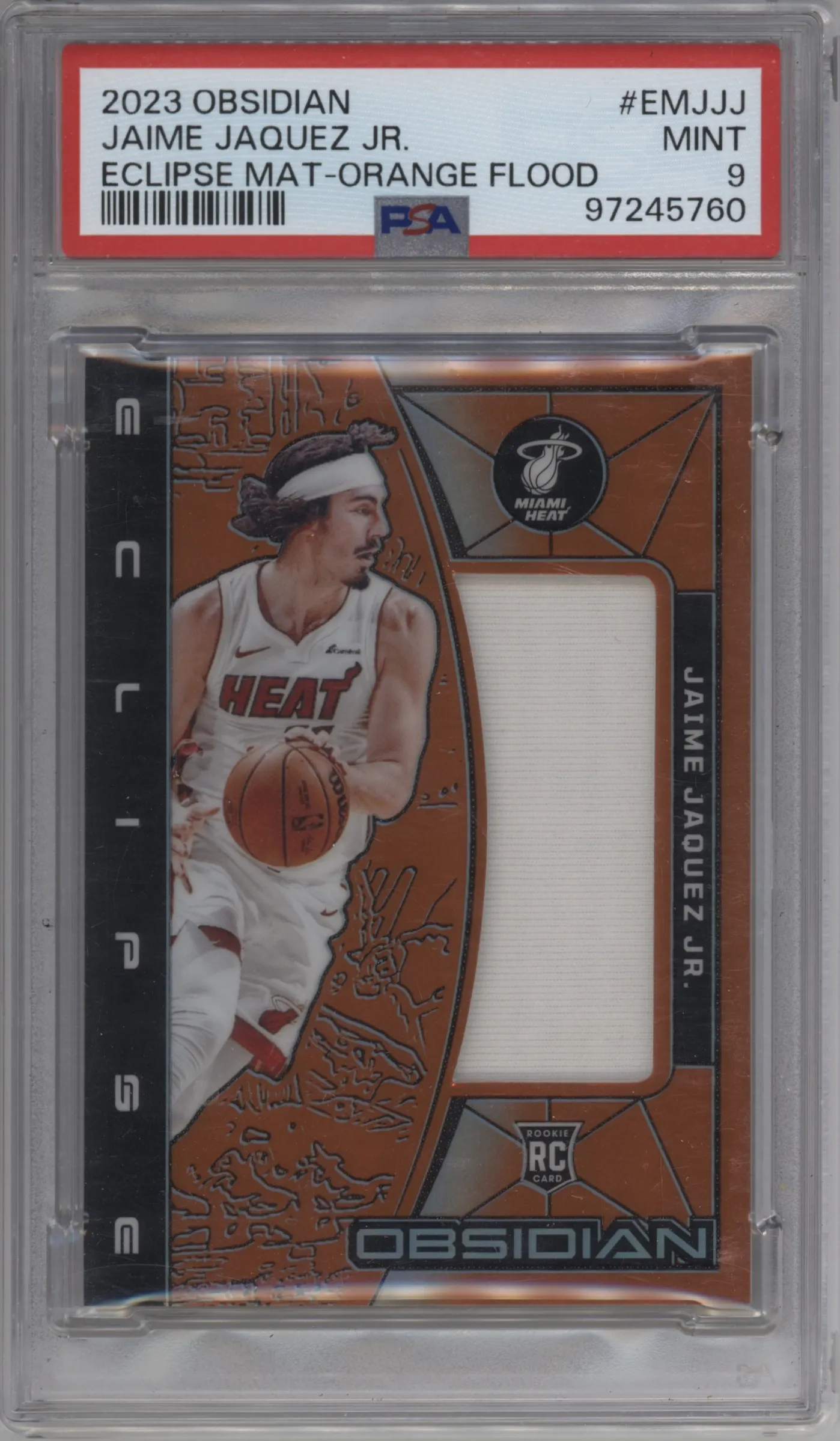 2023 Panini Obsidian Eclipse Mat. Jaime Jaquez Jr. Orange Flood #EM-JJJ PSA 9