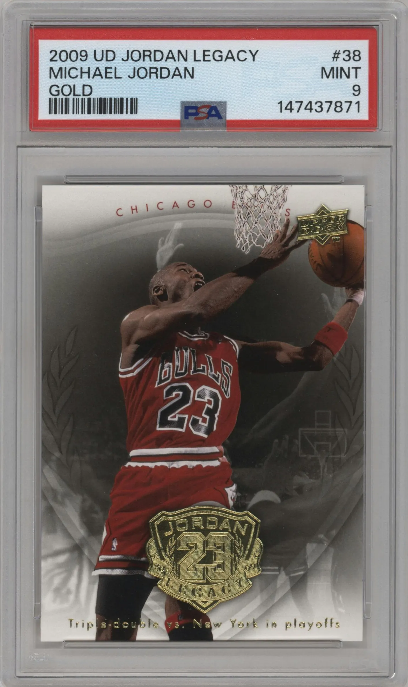 2009 Upper Deck Michael Jordan Legacy Collection Hall of Fame Edition Michael Jordan Gold #38 PSA 9