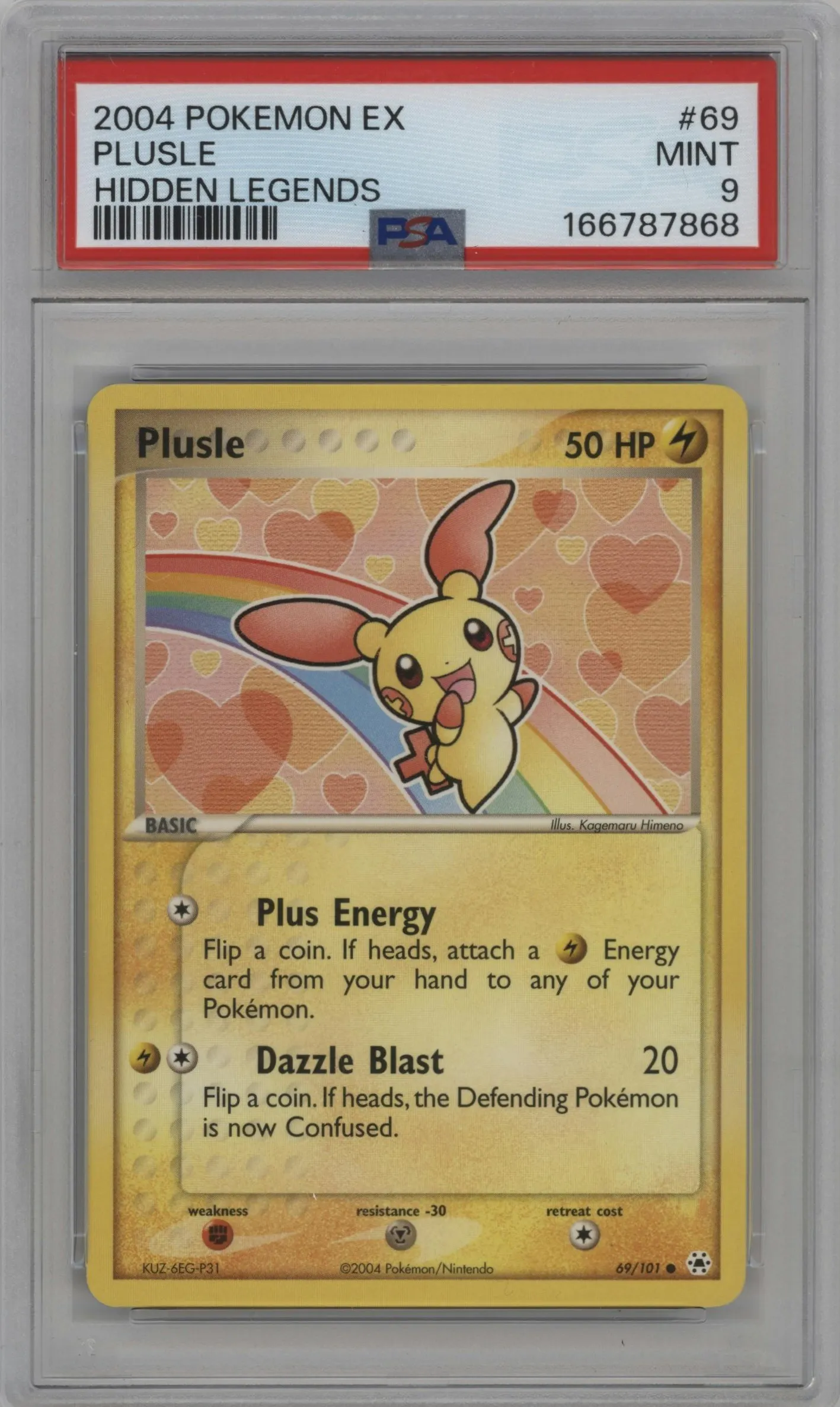 2004 Pokemon EX Hidden Legends Plusle #69 PSA 9