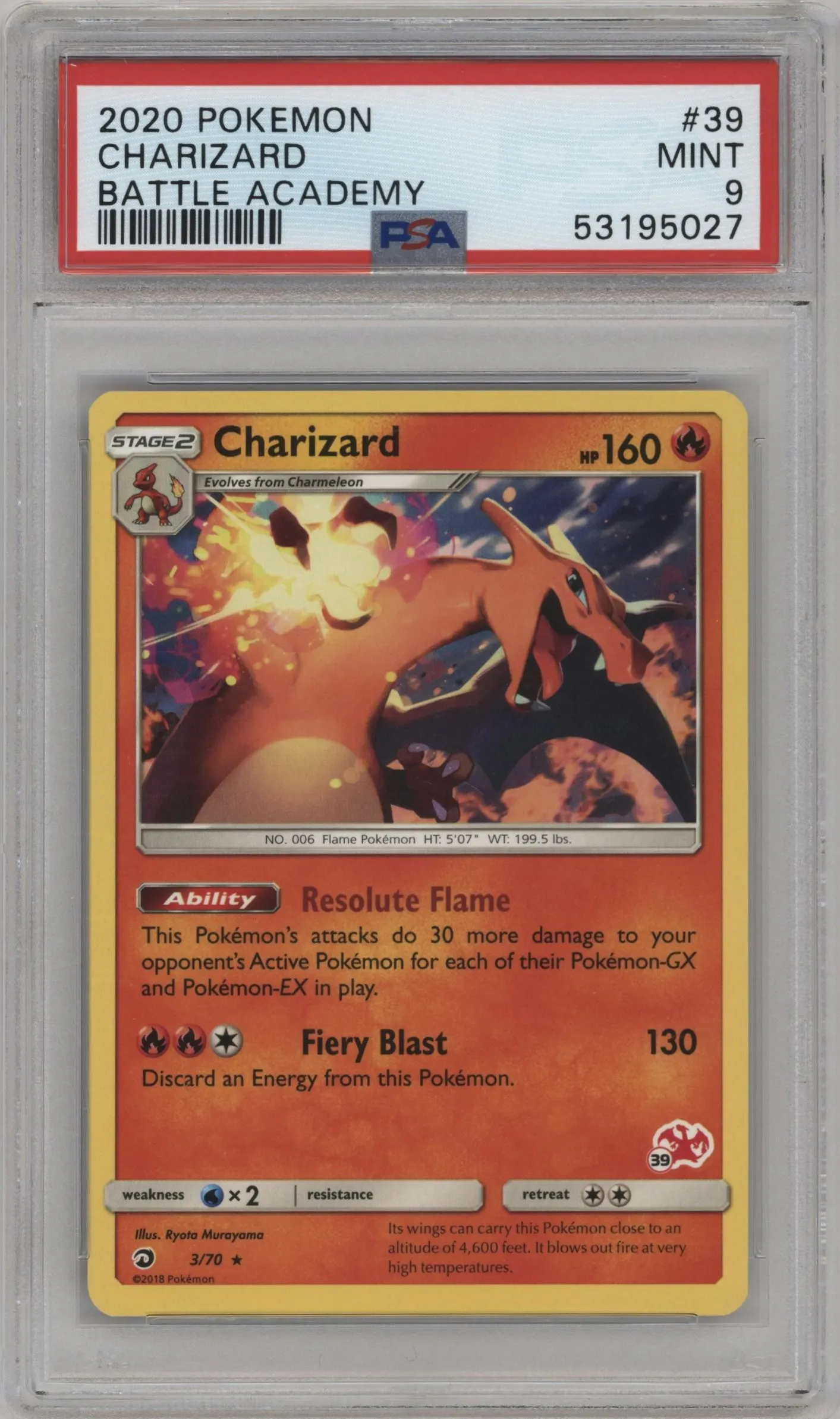 2020 Pokemon Battle Academy Charizard Deck Charizard #39 PSA 9