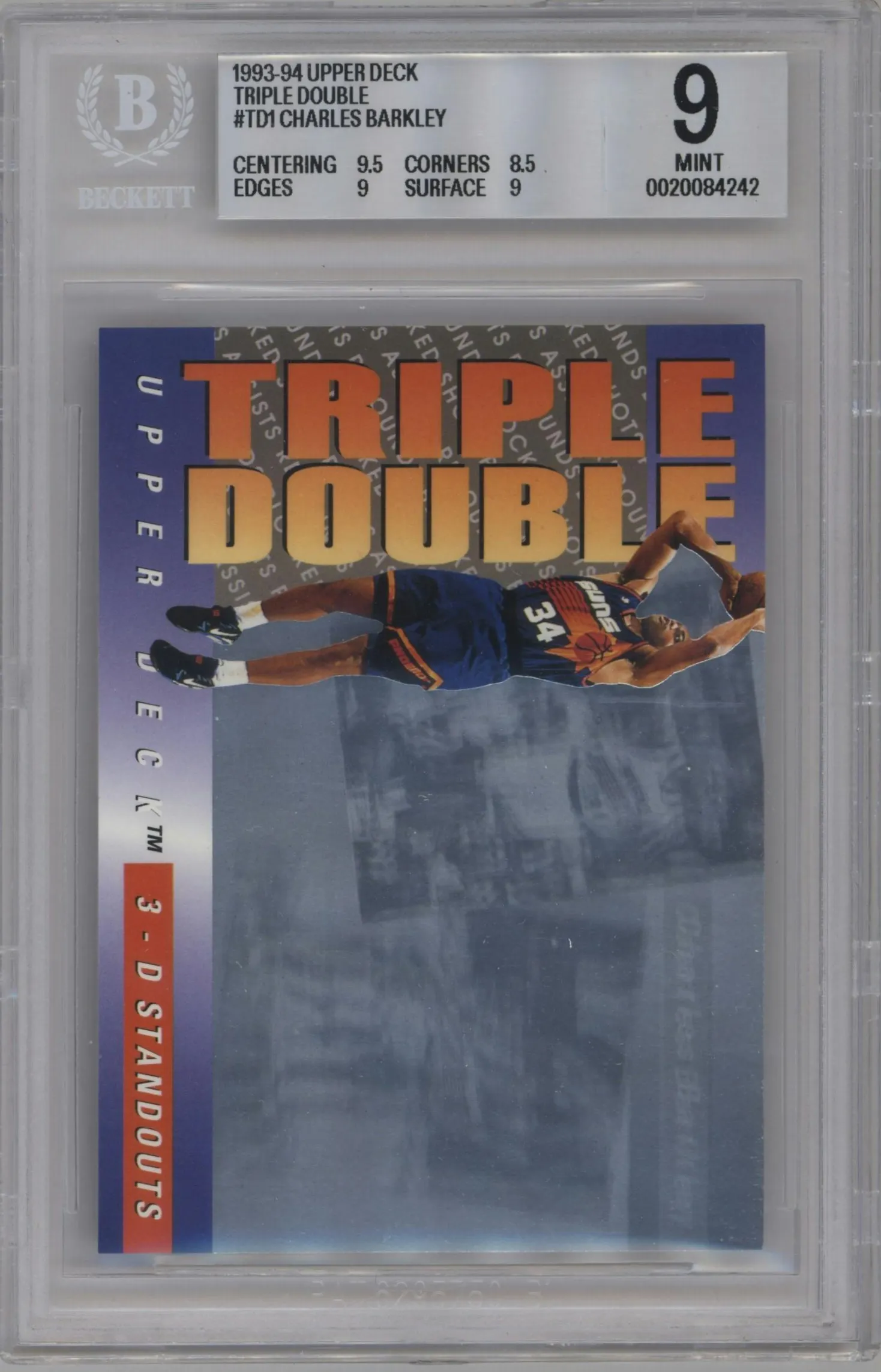 1993 Upper Deck Triple Double Charles Barkley #TD1 BGS 9
