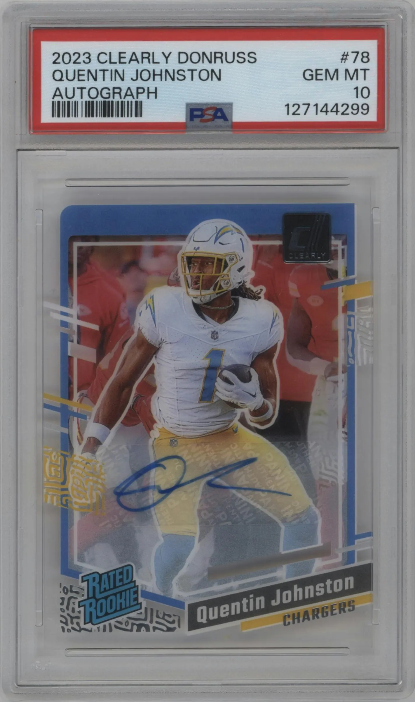 2023 Clearly Donruss Rtd.Rke.Auto Quentin Johnston #78 PSA 10