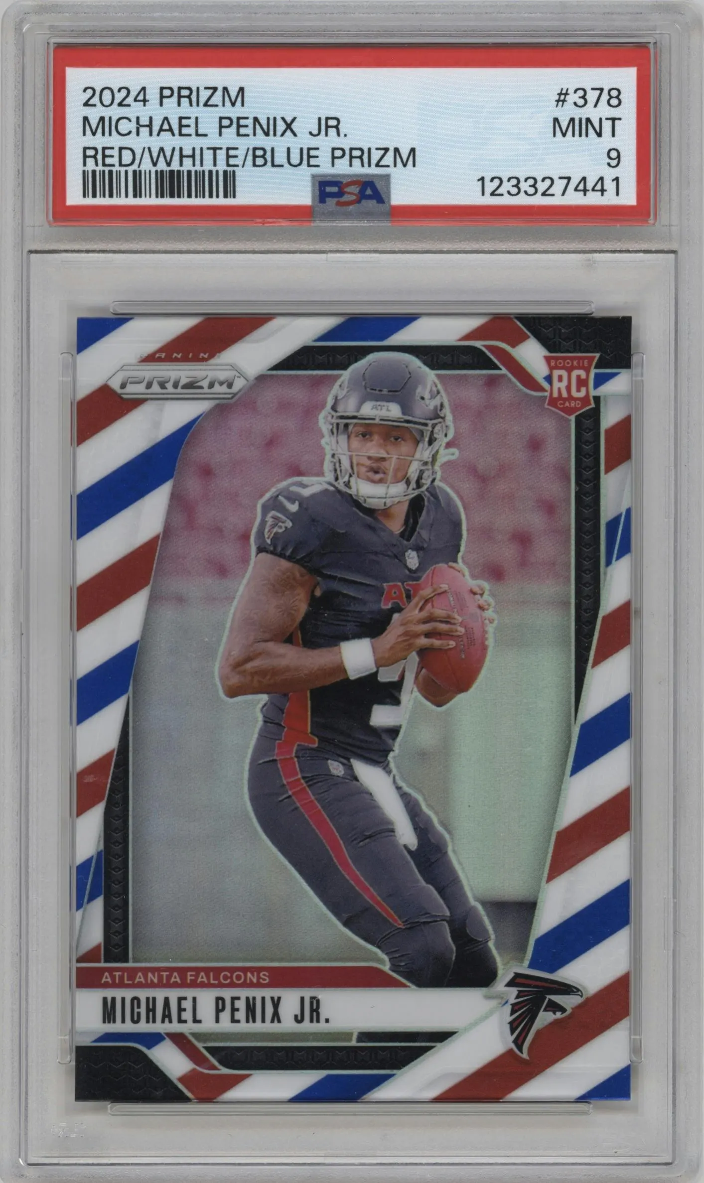 2024 Panini Prizm Michael Penix Jr. Red White Blue Prizm #378 PSA 9