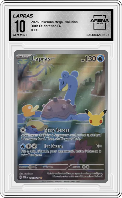 2026 Pokemon Mega Evolution 30th Celebration Lapras #131 ARENA CLUB 10