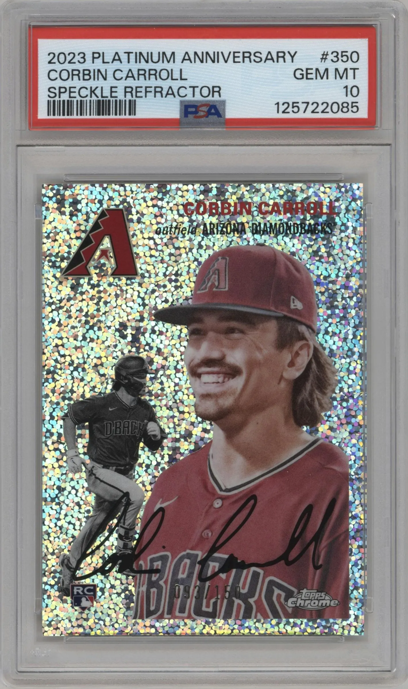 2023 Topps Chrome Platinum Anniversary Corbin Carroll Speckle Refractor #350 PSA 10
