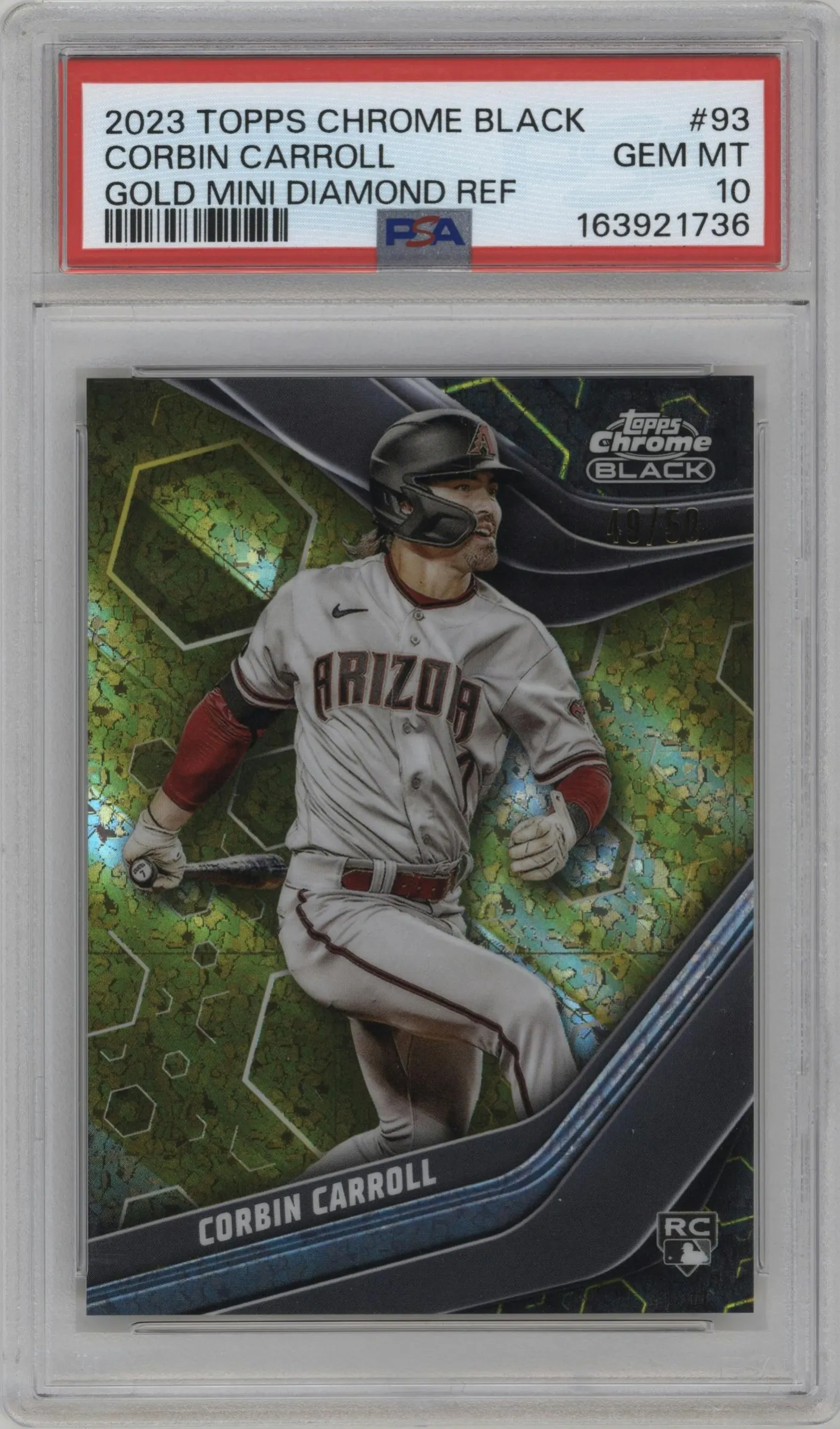 2023 Topps Chrome Black Corbin Carroll Gold Mini-Diamond Refractor #93 PSA 10