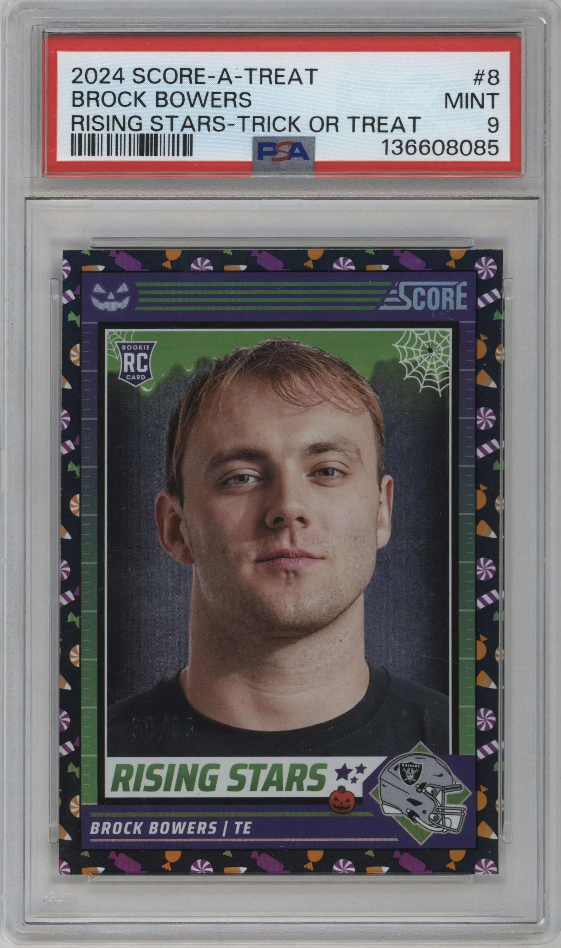 2024 Score-A-Treat Rising Stars Brock Bowers Trick or Treat #8 PSA 9