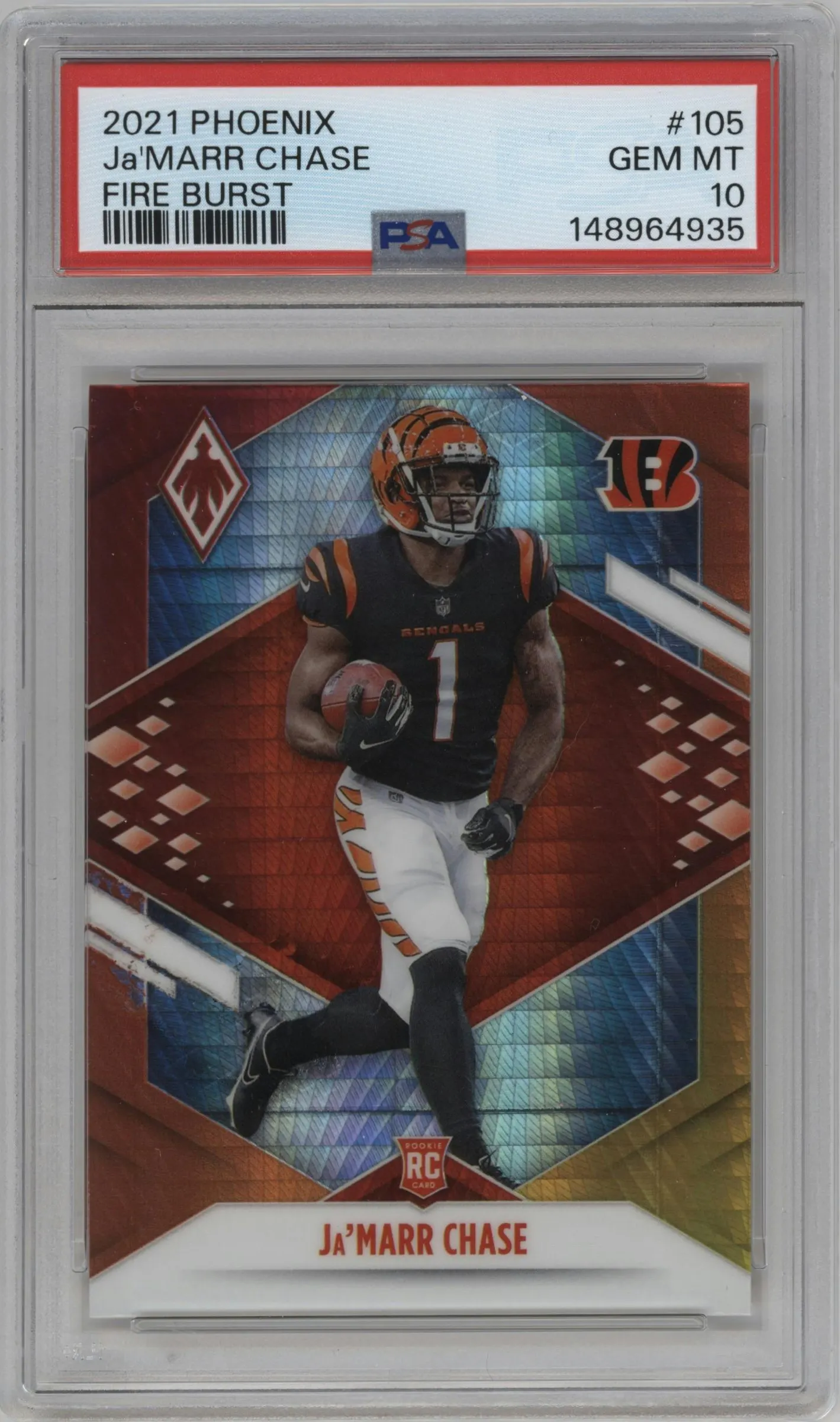 2021 Panini Phoenix Ja'Marr Chase Fire Burst #105 PSA 10