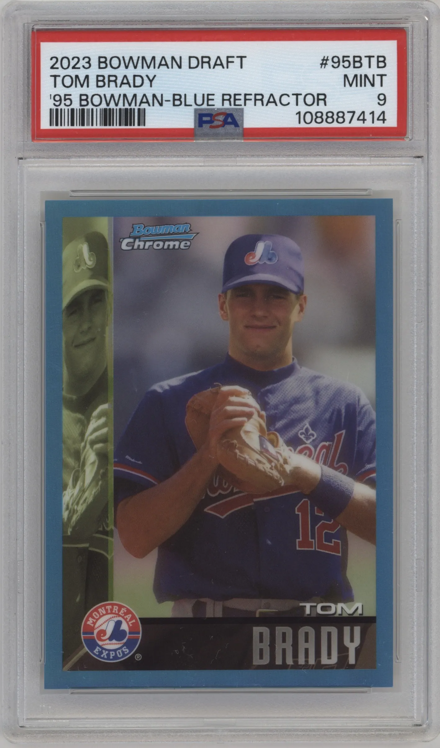 2023 Bowman Draft '95 Bowman Dream Tom Brady Blue Refractor #95B-TB PSA 9