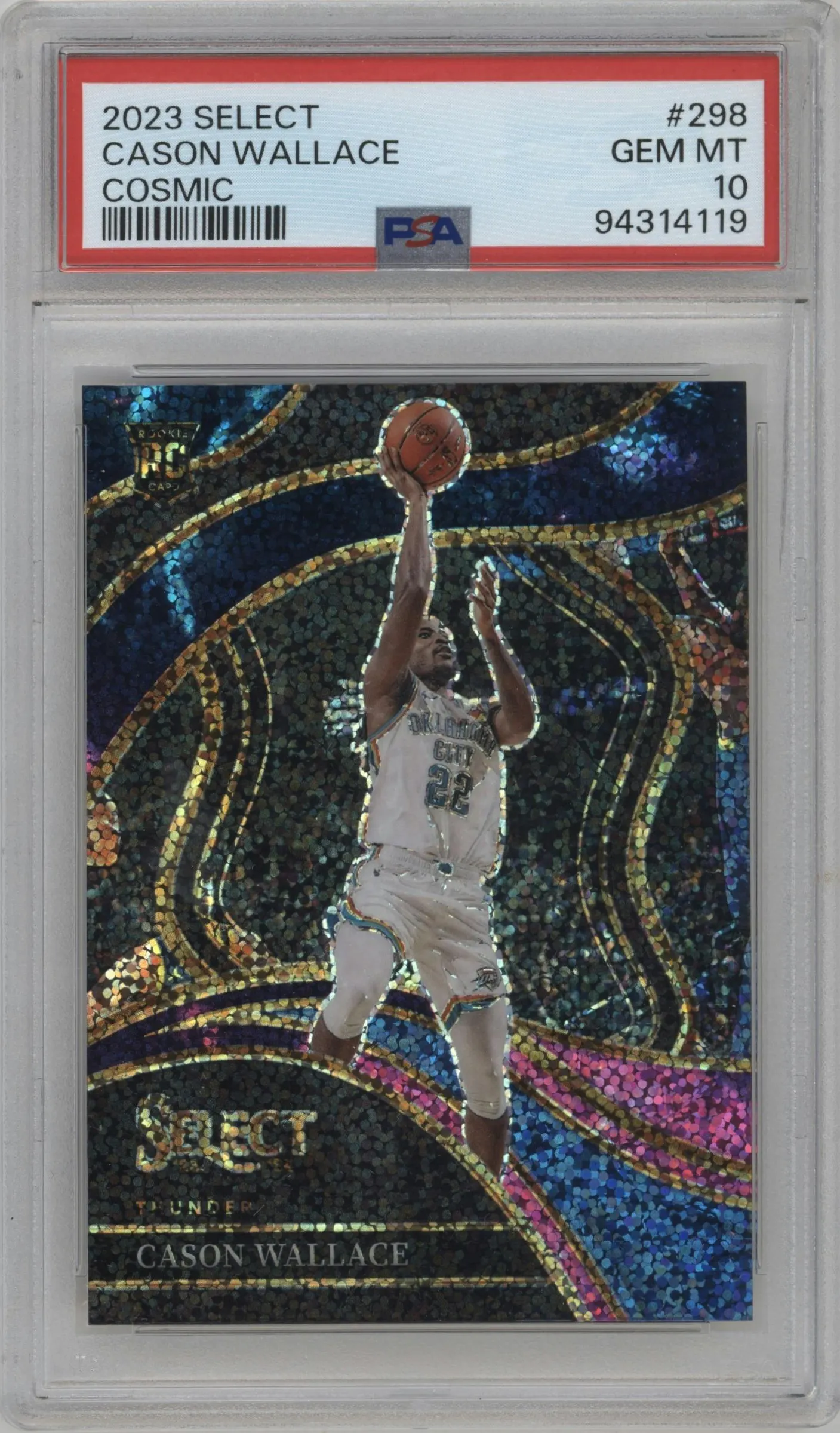 2023 Panini Select Courtside Cason Wallace Cosmic #298 PSA 10