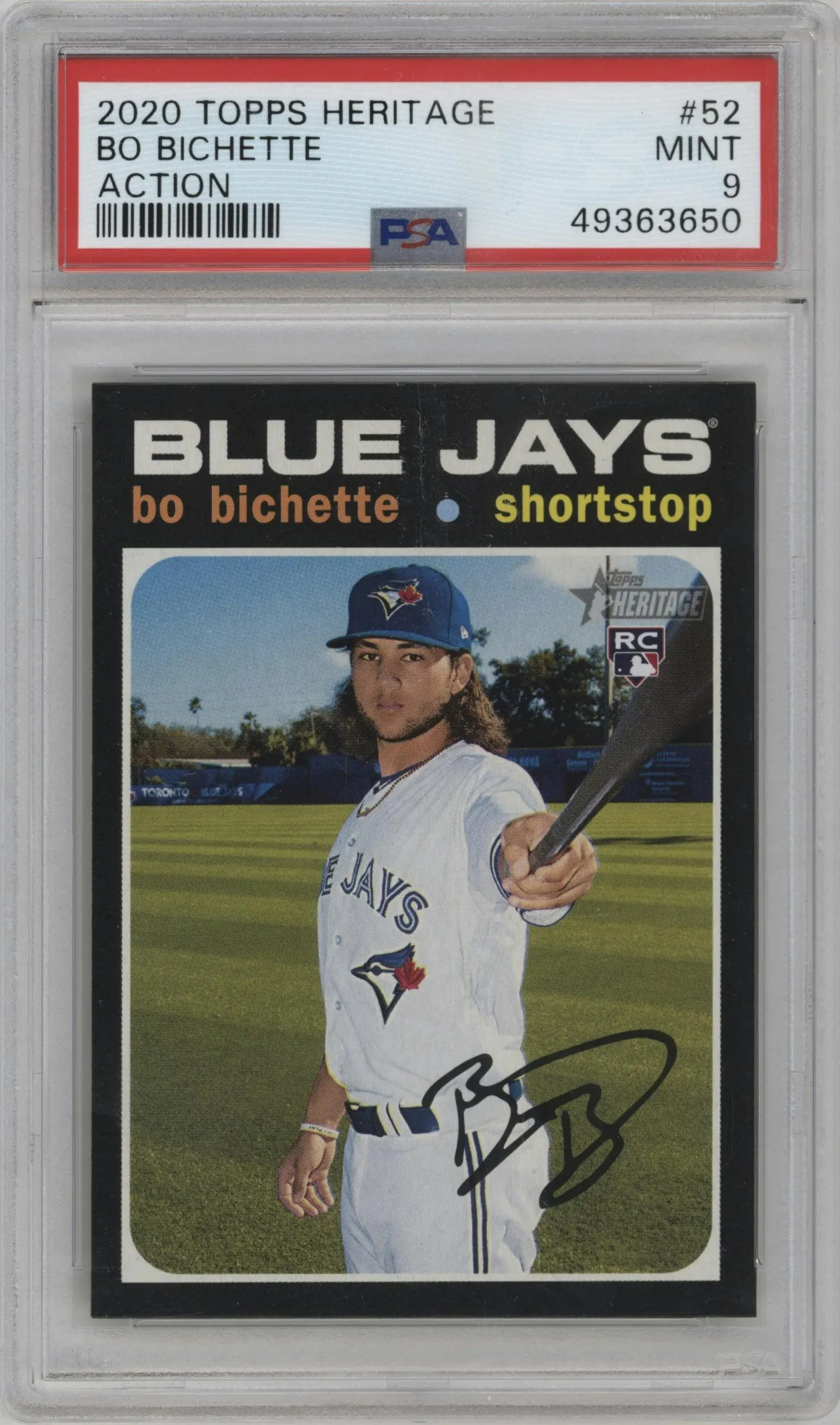 2020 Topps Heritage Variation Bo Bichette #52 PSA 9