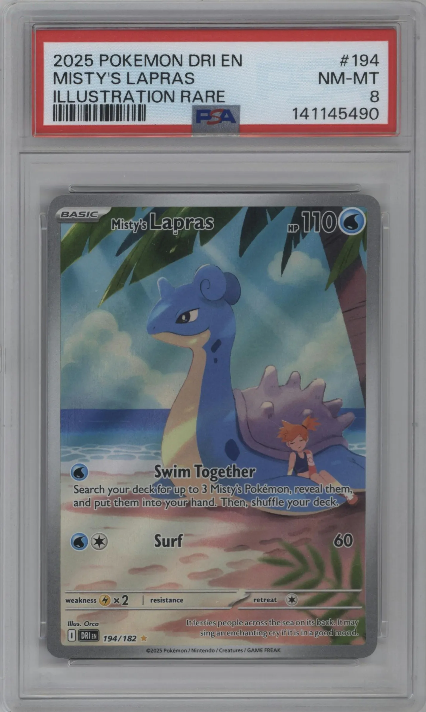 2025 Pokemon SV Destined Rivals Misty's Lapras #194 PSA 8