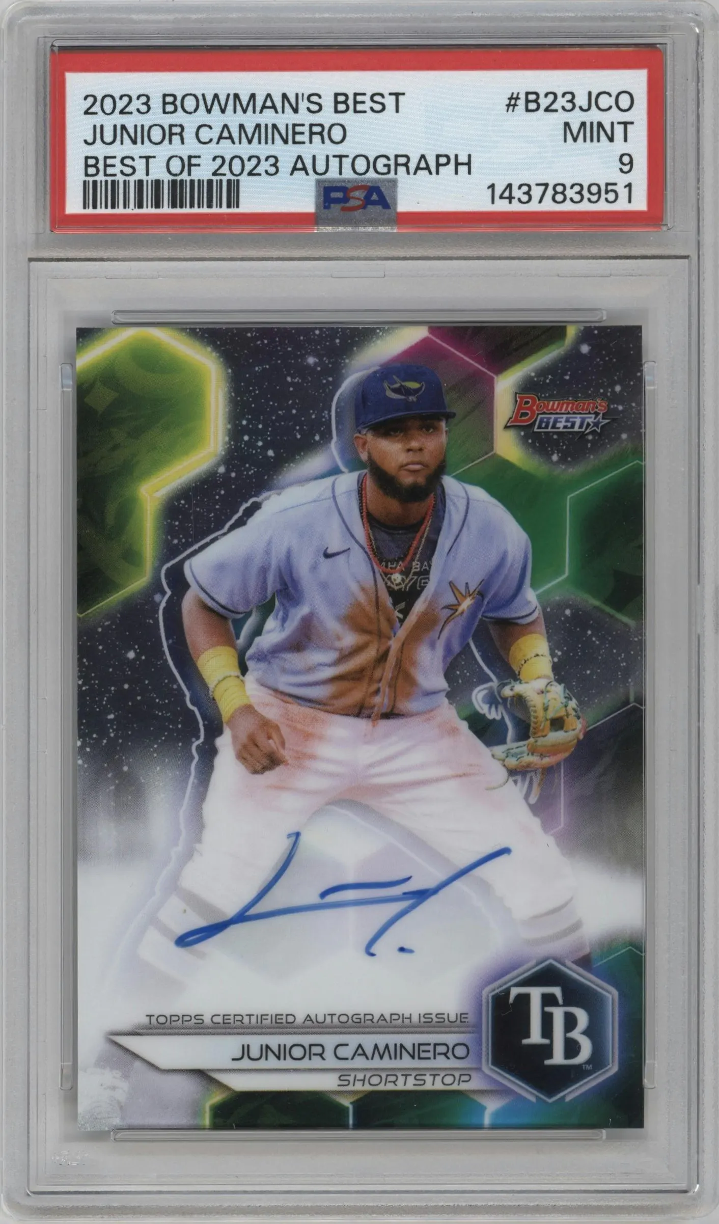 2023 Bowman's Best Best of 2023 Auto Junior Caminero #B23-JCO PSA 9