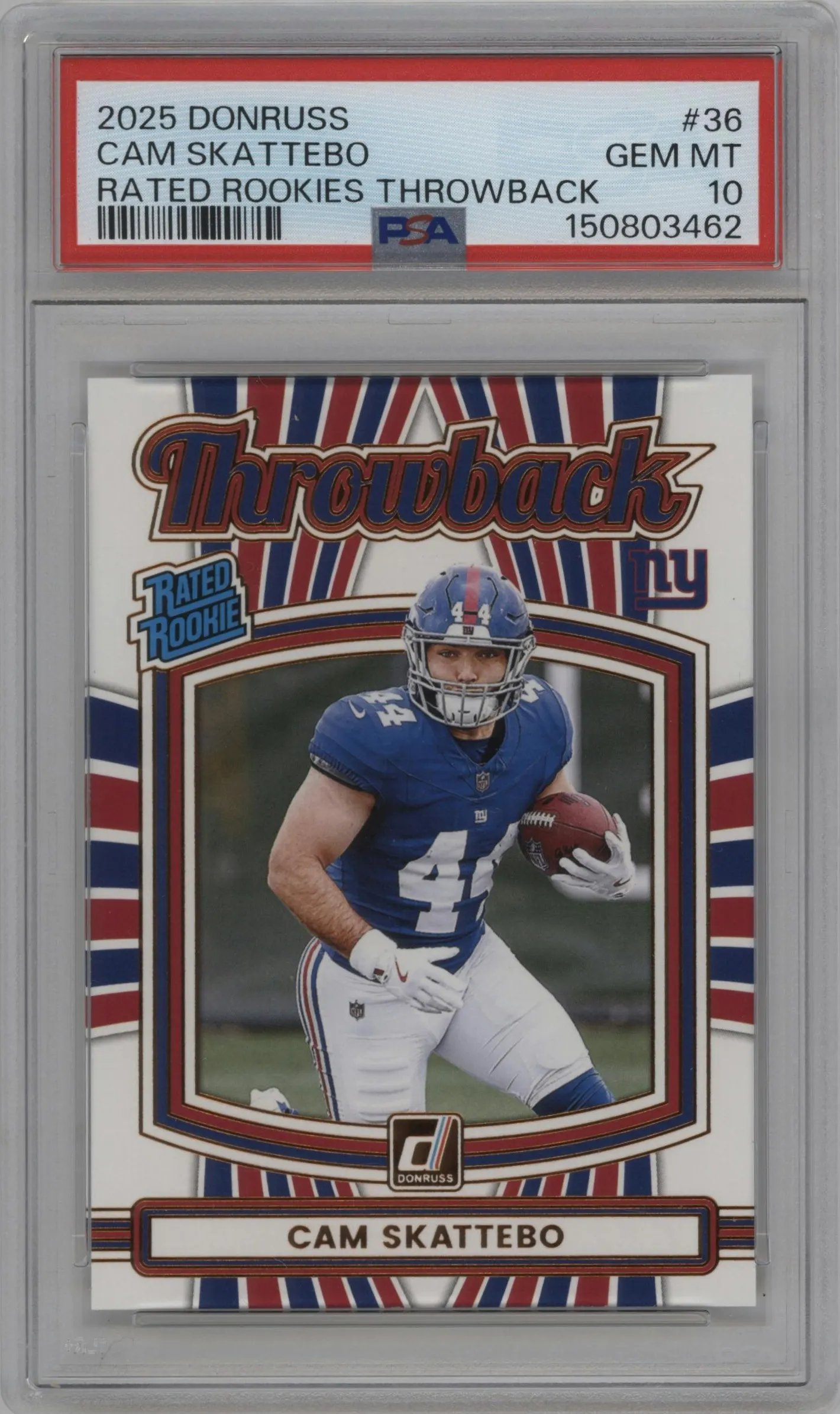 2025 Panini Donruss Throwback Rtd.Rke. Cam Skattebo #36 PSA 10