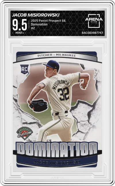 2025 Panini Prospect Edition Domination Jacob Misiorowski #2 ARENA CLUB 9.5