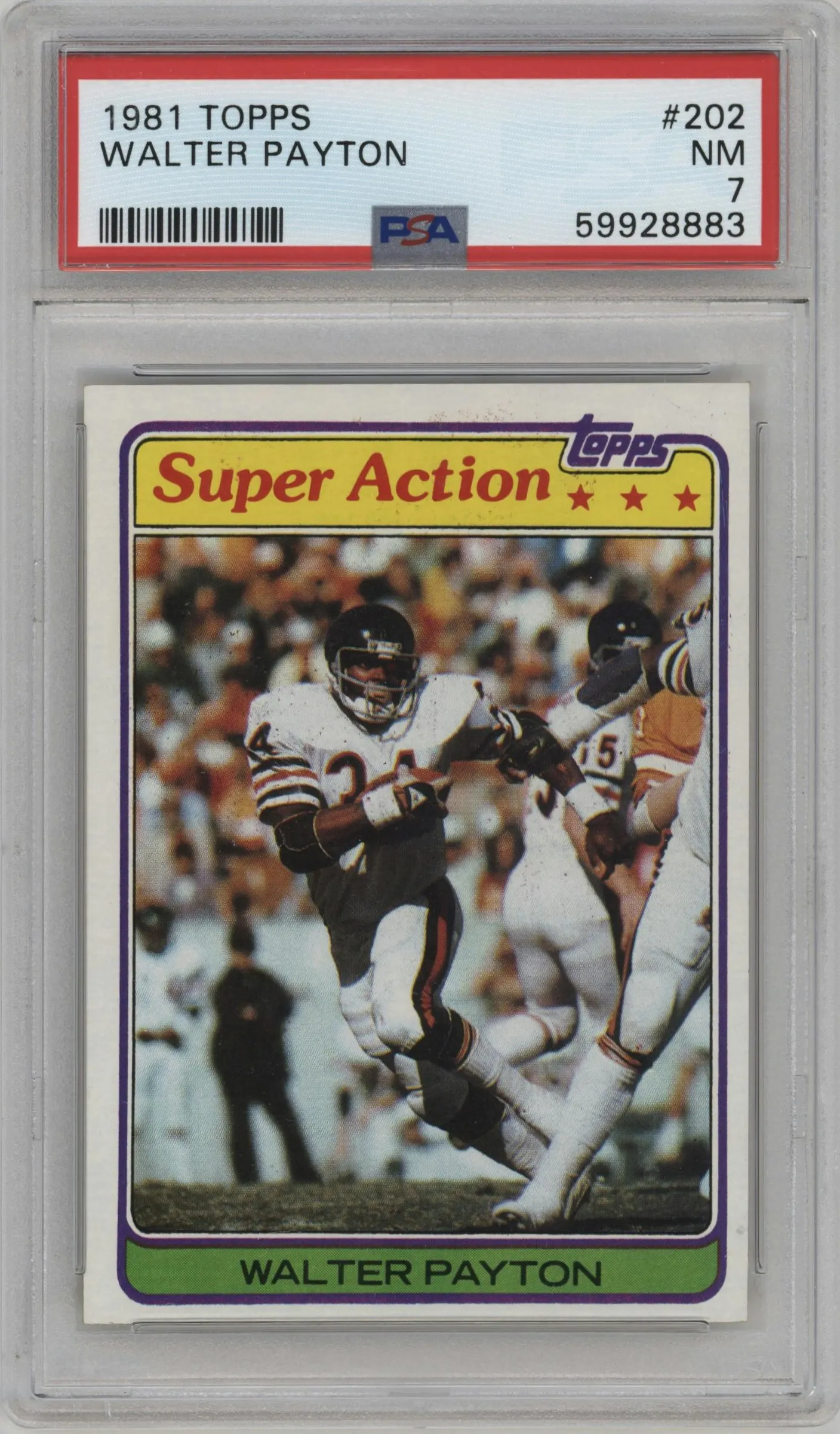 1981 Topps Walter Payton PSA NEAR MINT 7 #202 PSA 7