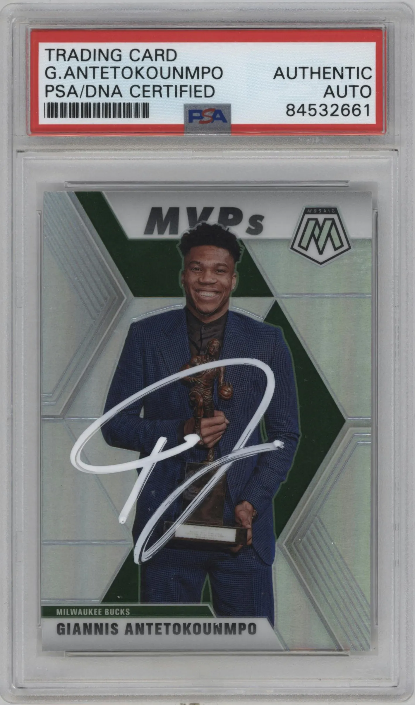 2019 Panini Mosaic Giannis Antetokounmpo Silver PSA AUTHENTIC PSA