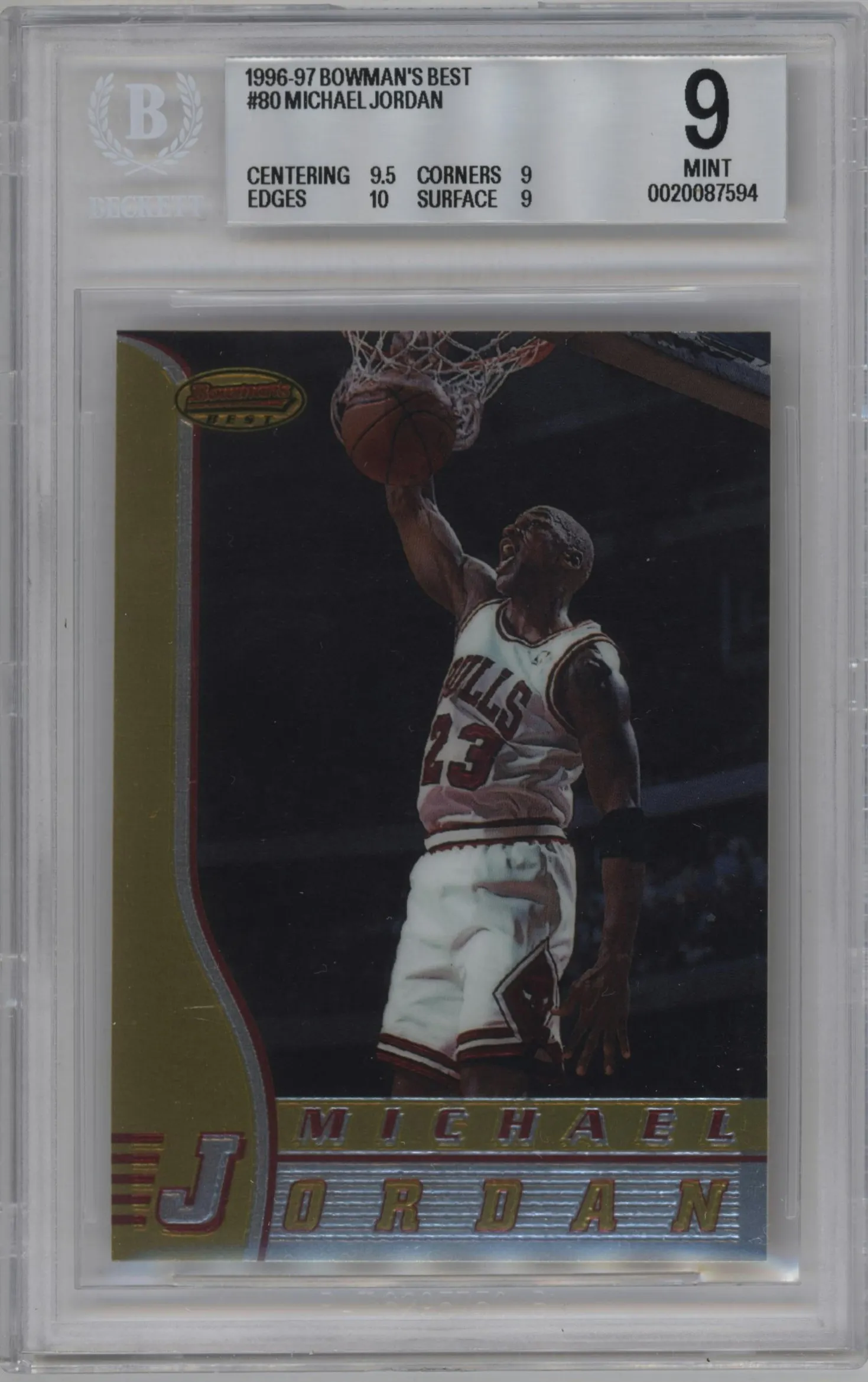 1996 Bowman’s Best Michael Jordan #80 BGS 9