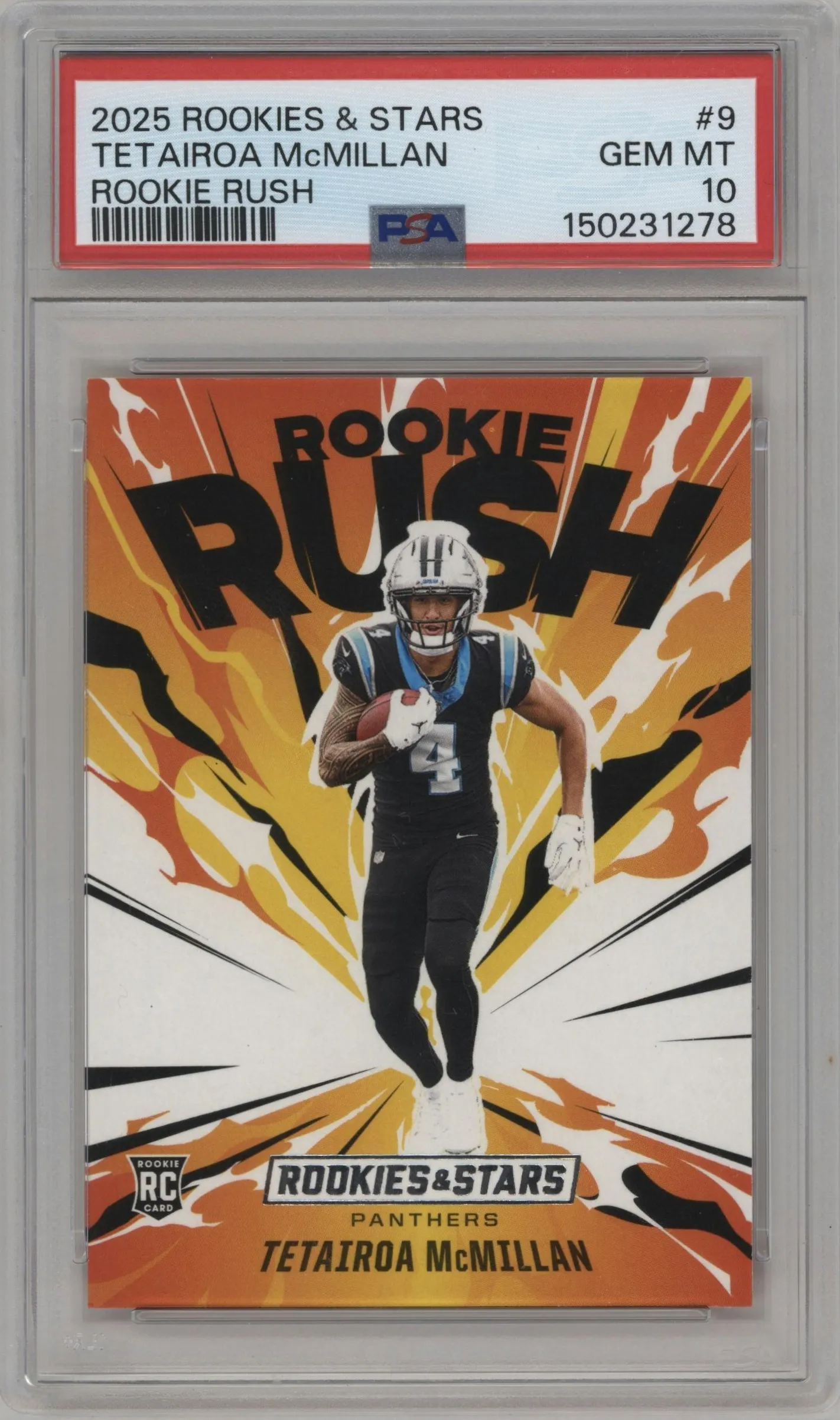 2025 Panini Rookies & Stars Rookie Rush Tetairoa McMillan #9 PSA 10