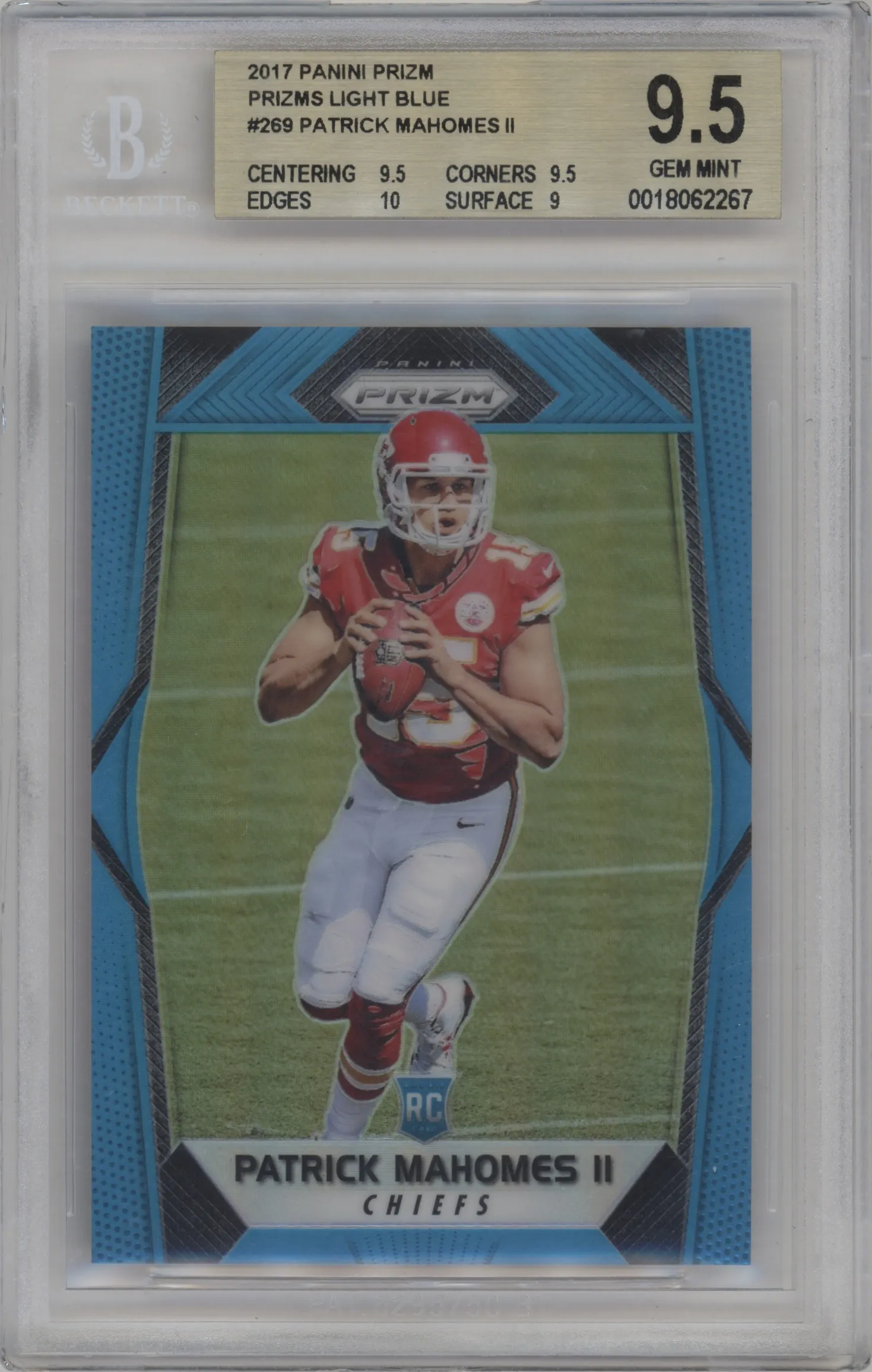 2017 Panini Prizm Patrick Mahomes II Light Blue Prizm #269 BGS 9.5
