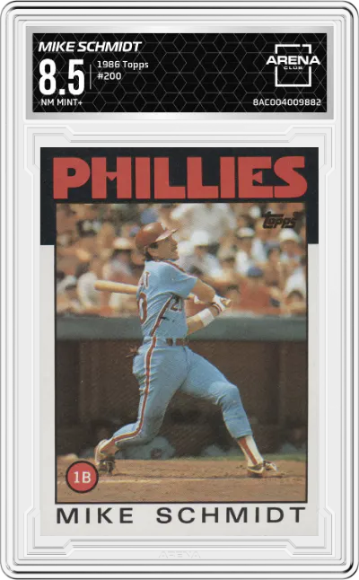 1986 Topps Mike Schmidt #200 ARENA CLUB 8.5