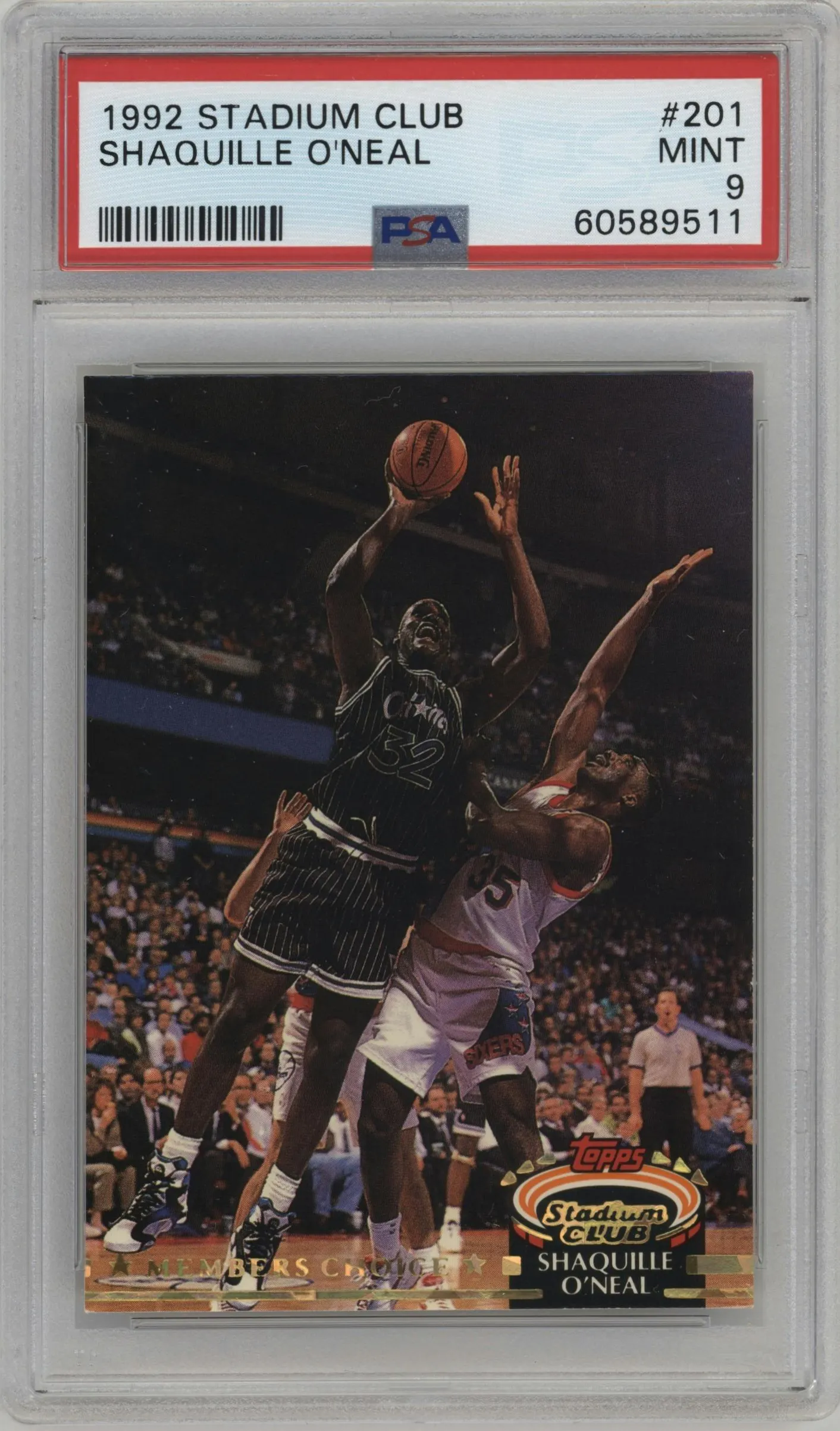 1992 Topps Stadium Club Shaquille O'Neal #201 PSA 9