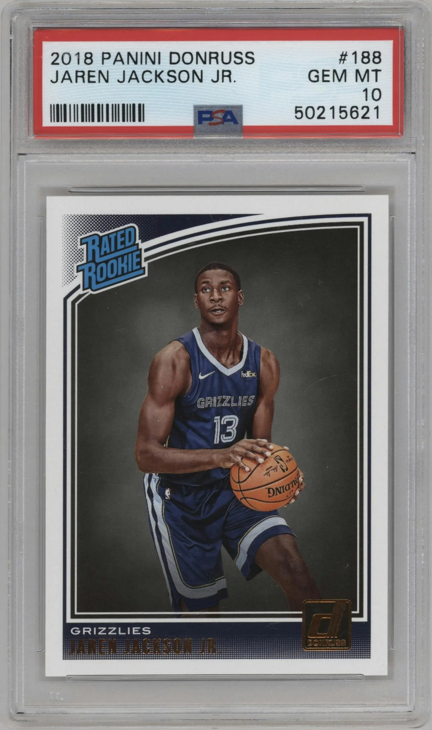 2018 Panini Donruss Rated Rookie Jaren Jackson Jr. #188 PSA 10