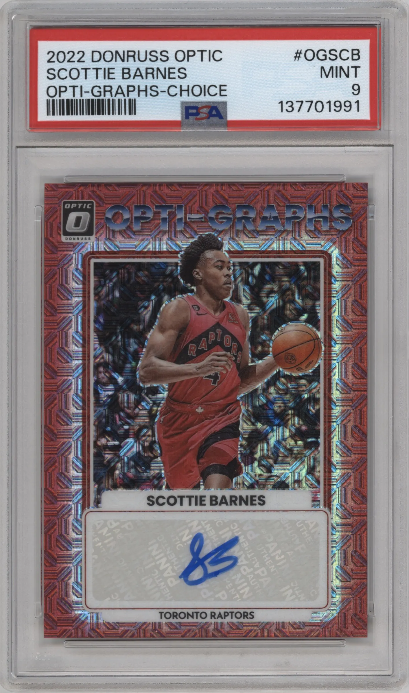 2022 Panini Donruss Optic Opti-Graphs Scottie Barnes Choice PSA 9