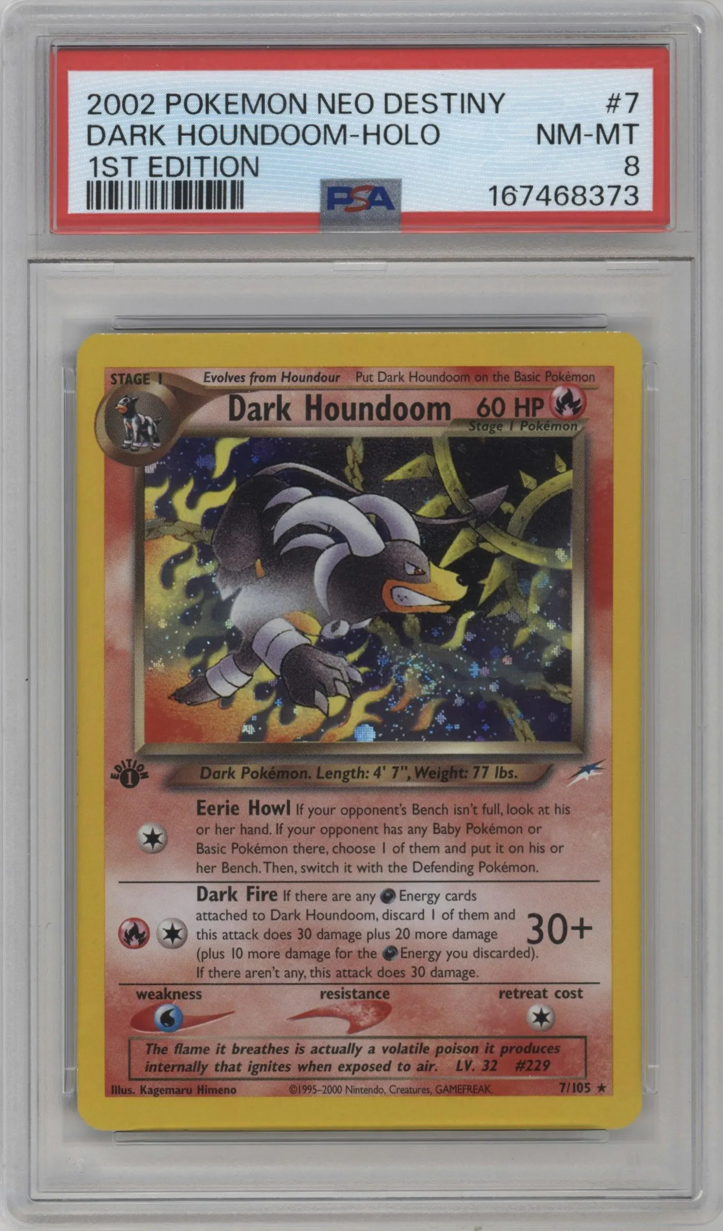 2002 Pokemon Neo Genesis Neo Destiny Dark Houndoom #7 PSA 8