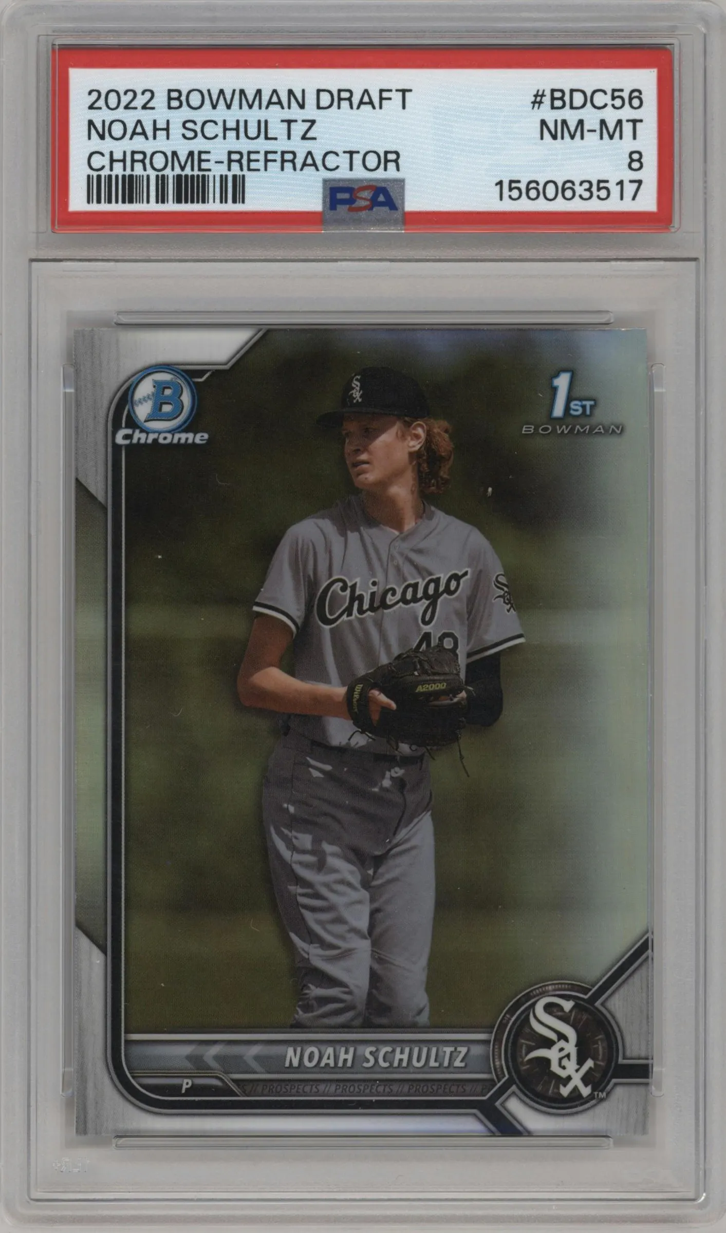 2022 Bowman Draft Chrome Noah Schultz Refractor #BDC-56 PSA 8