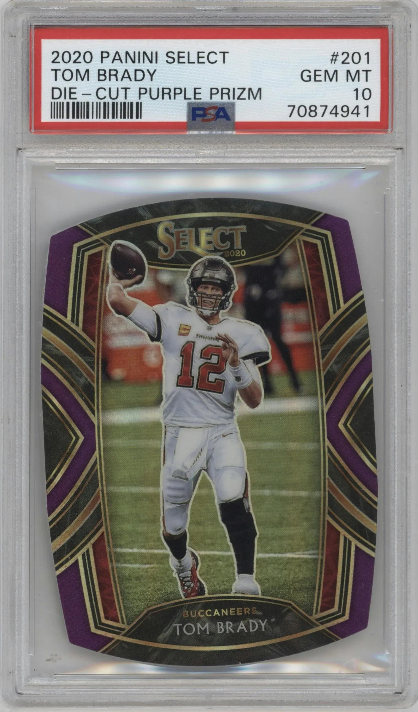 2020 Panini Select Club Lvl. Tom Brady Die-Cut Purple #201 PSA 10