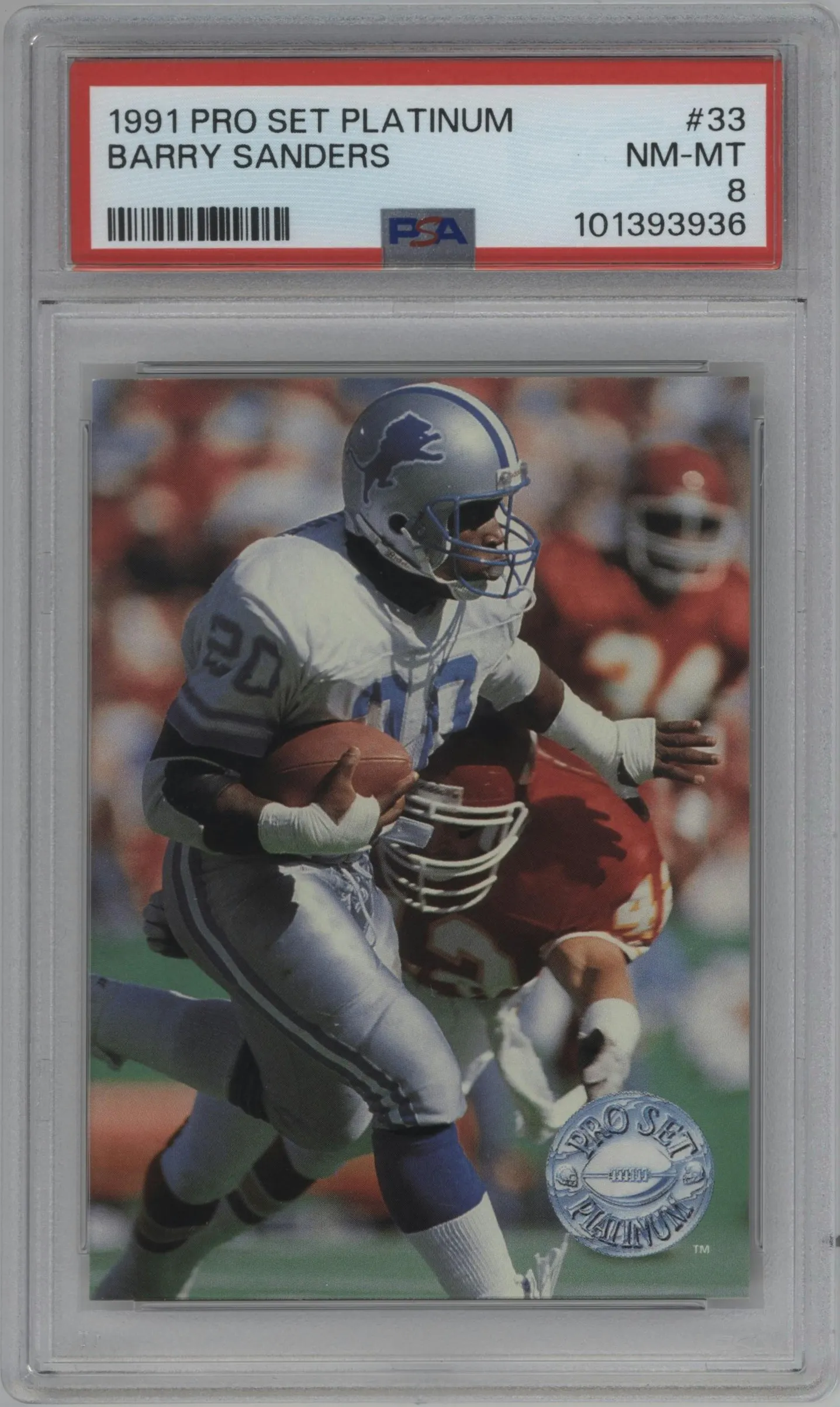 1991 Pro Set Platinum Barry Sanders PSA 8