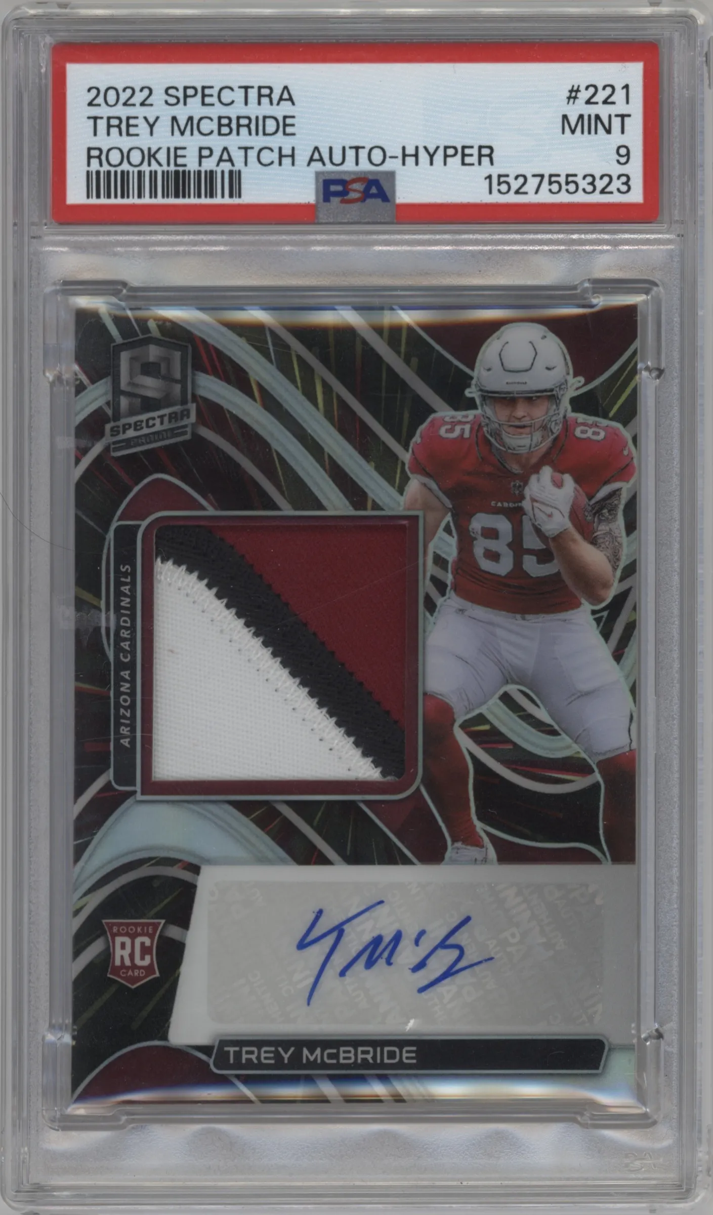 2022 Panini Spectra RPA Trey McBride Hyper #221 PSA 9