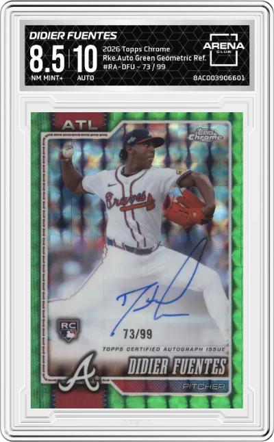 2026 Topps Chrome Rke.Auto Didier Fuentes Green Geometric Refractors ARENA CLUB 8.5