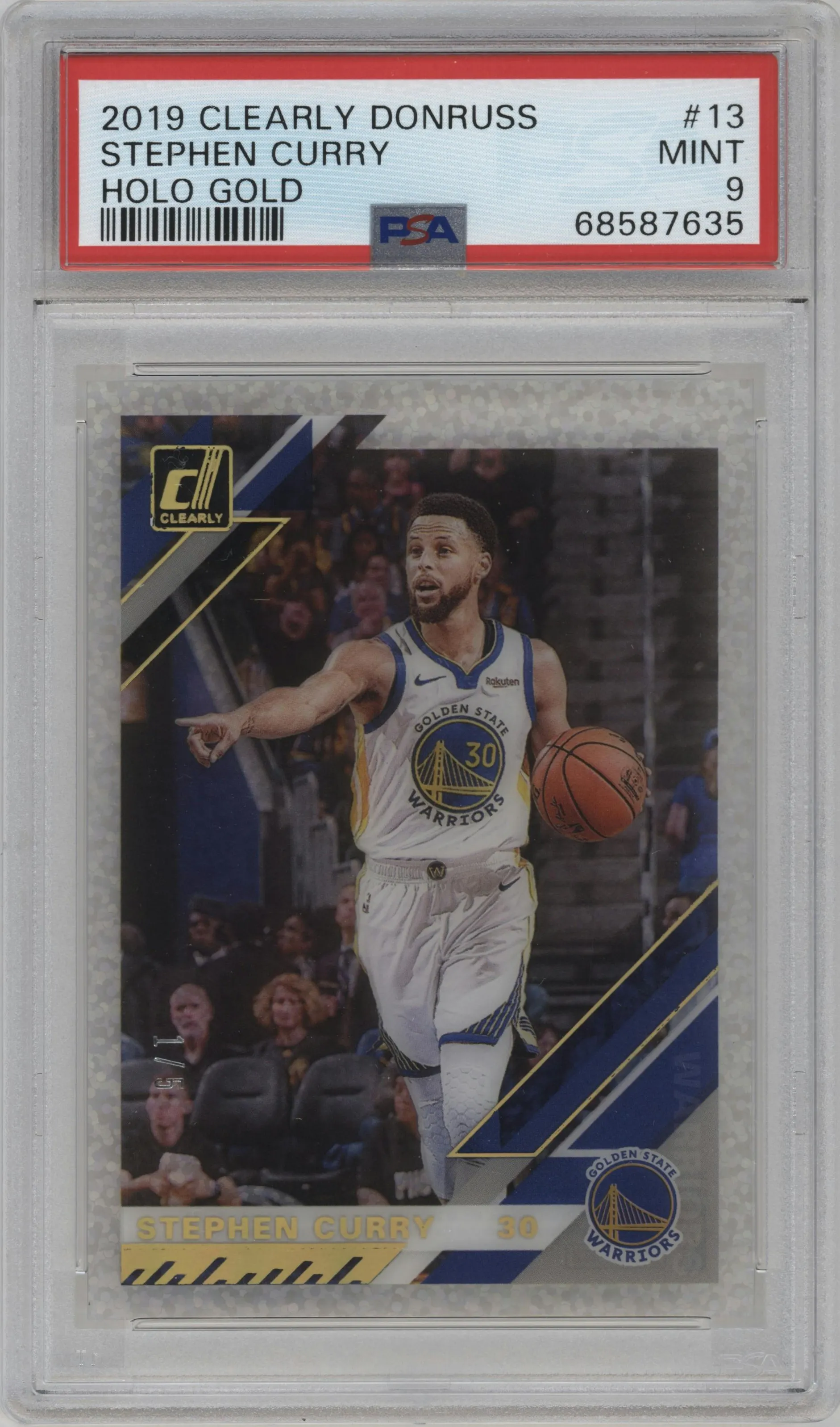 2019 Panini Clearly Donruss Stephen Curry Holo Gold #13 PSA 9