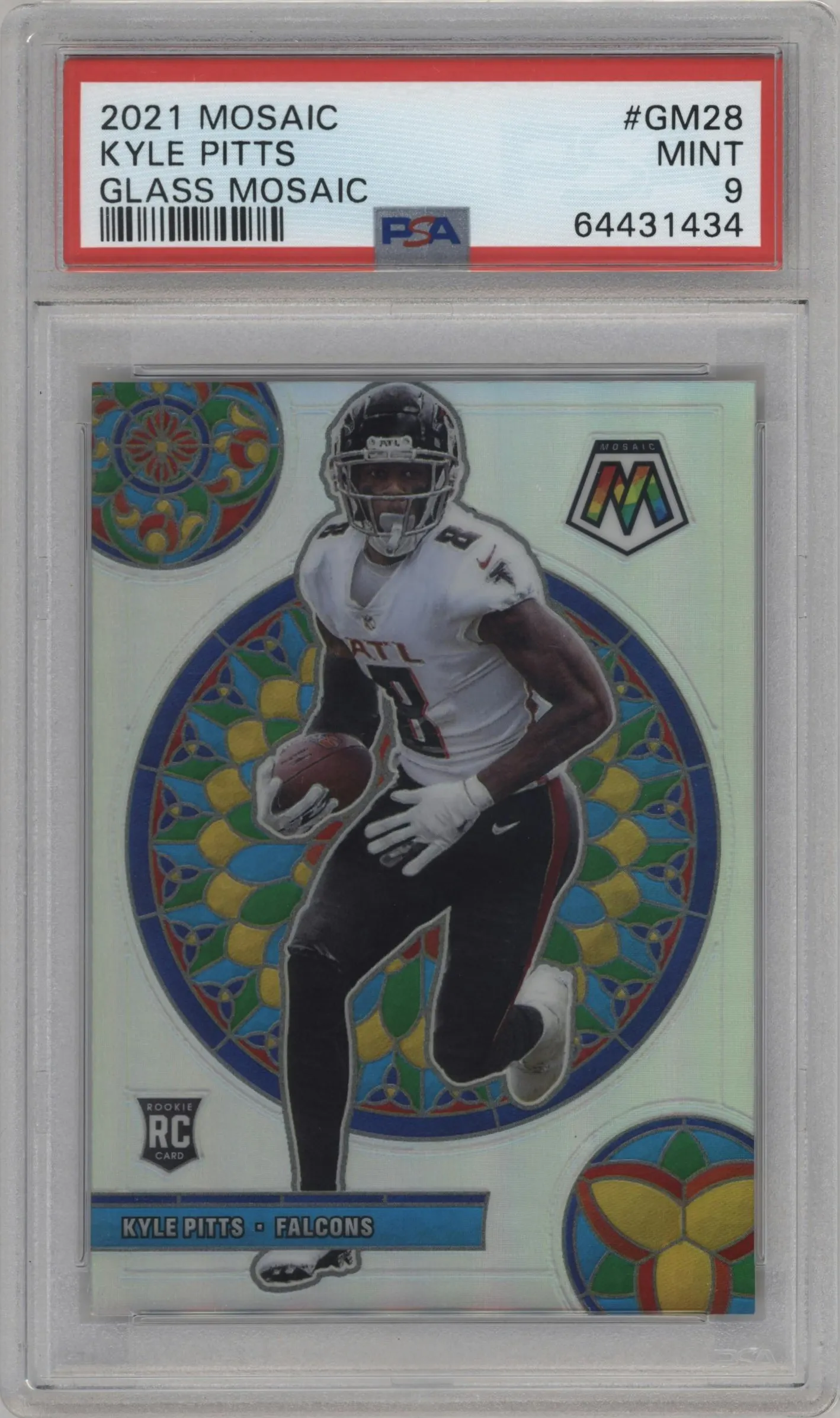 2021 Panini Mosaic Glass Mosaic Kyle Pitts PSA 9