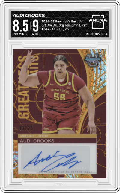 2024 Bowman's Best University Grt. Aw. Au. Audi Crooks Orange Mini-Diamond Refractor #GAA-AC ARENA CLUB 8.5