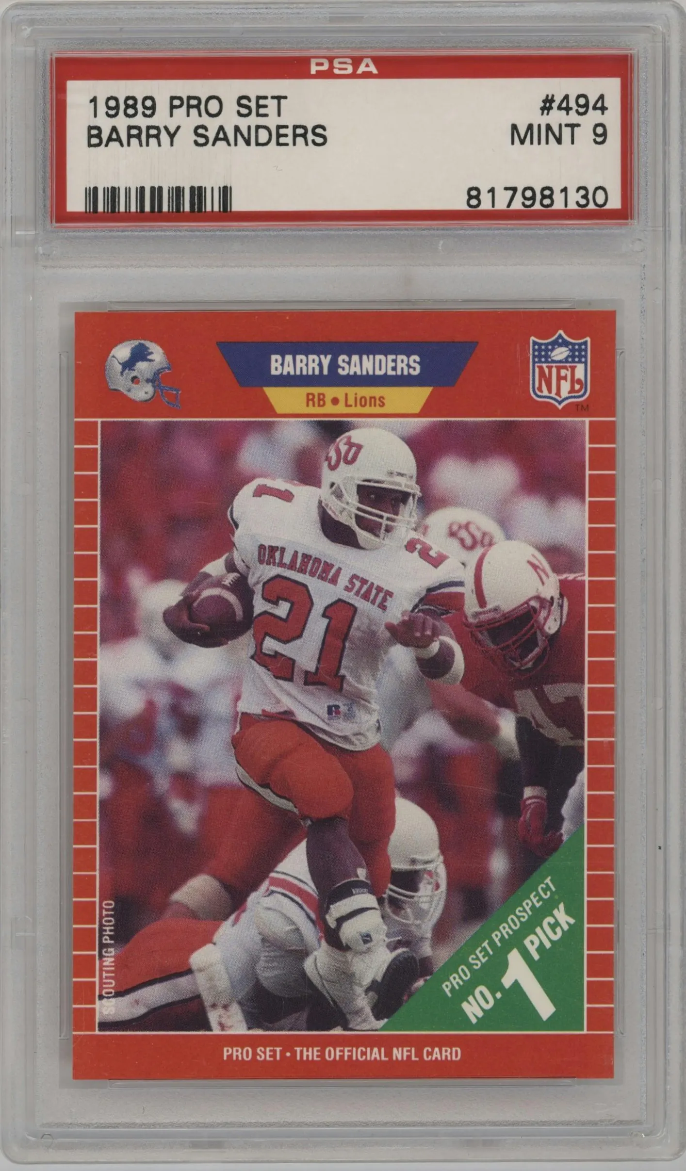 1989 Pro Set Barry Sanders #494 PSA 9