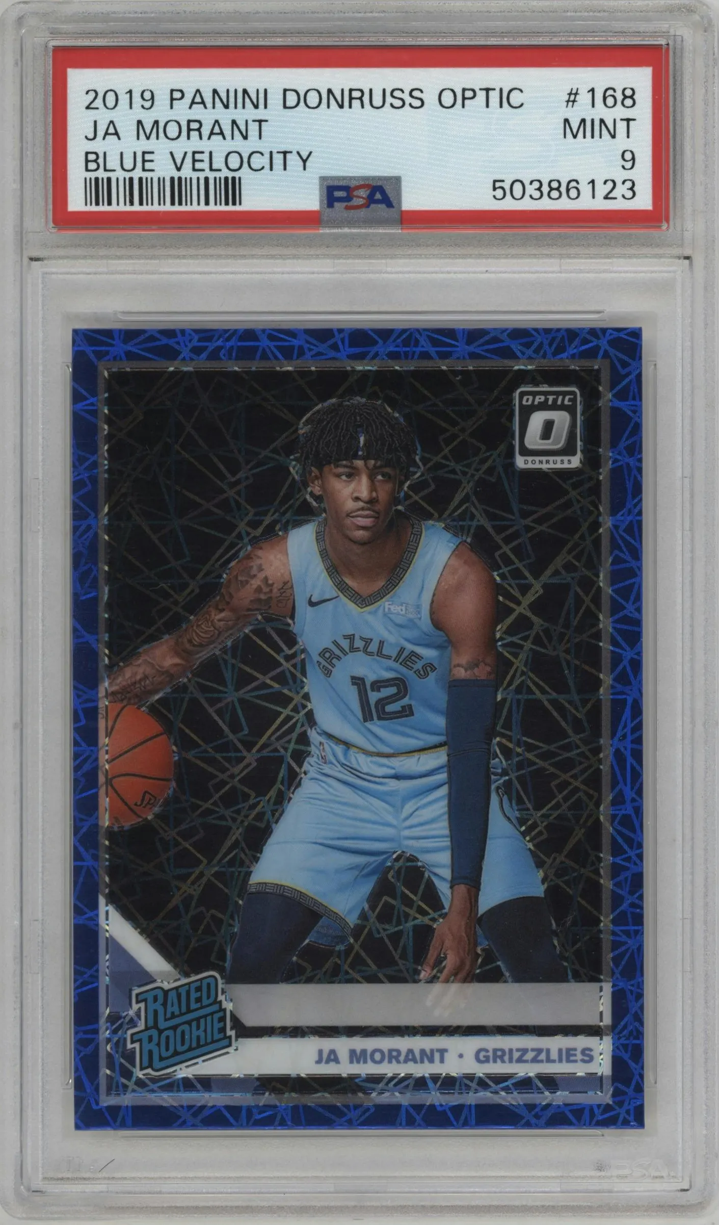 2019 Panini Donruss Optic Rated Rookie Ja Morant Blue Velocity #168 PSA 9
