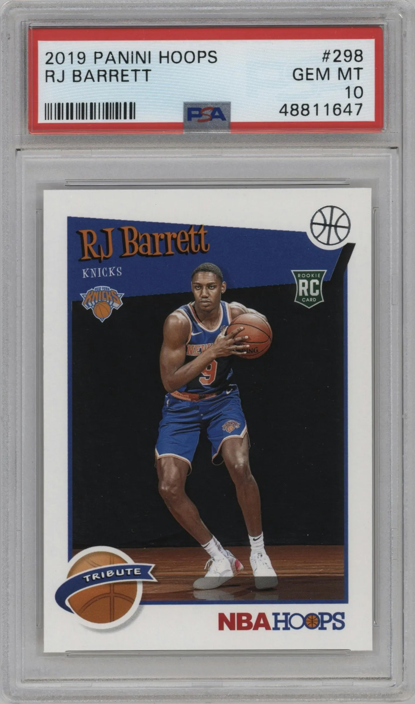 2019 Panini NBA Hoops Tribute RJ Barrett #298 PSA 10